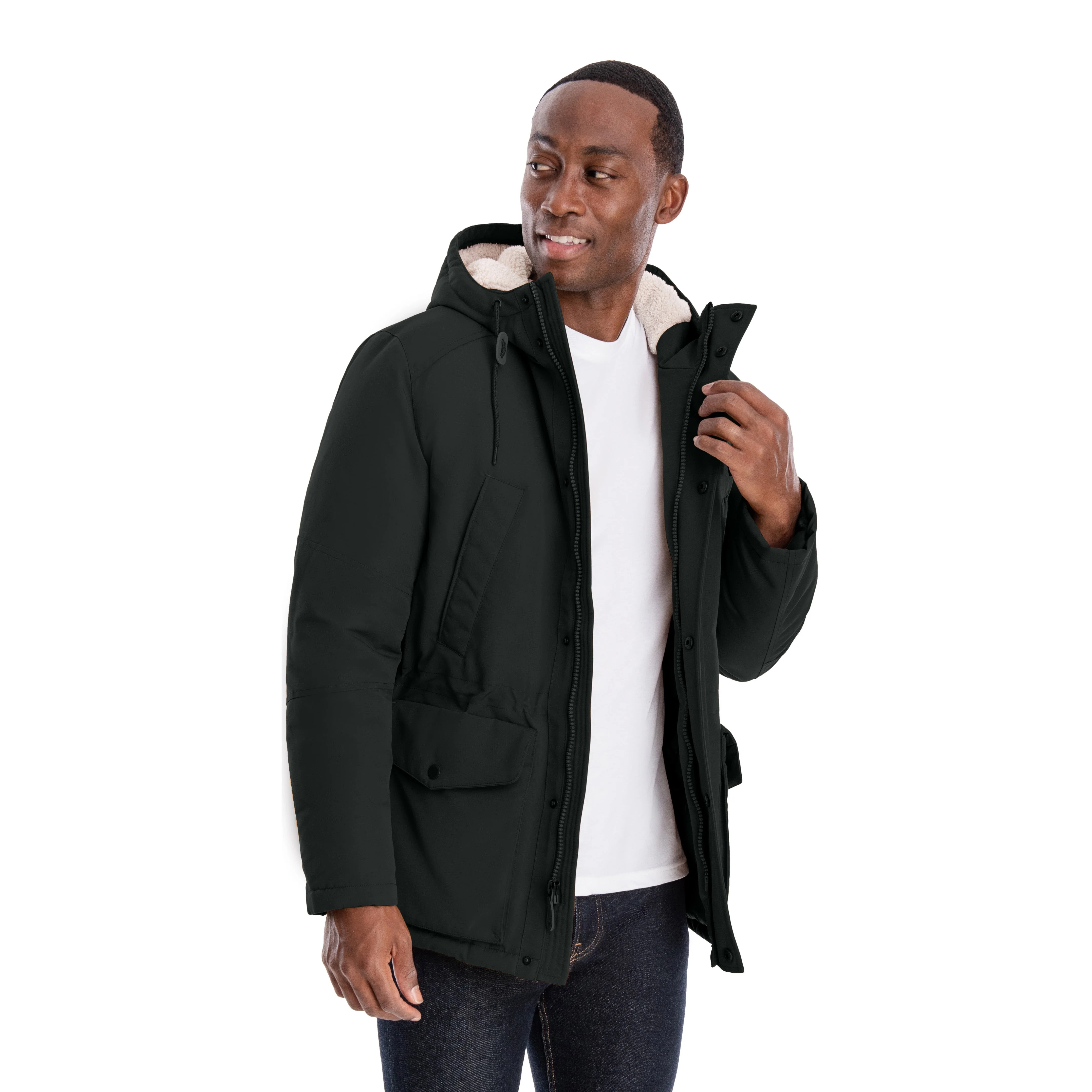 Parka with Sherpa lined Hood Black - Image 2