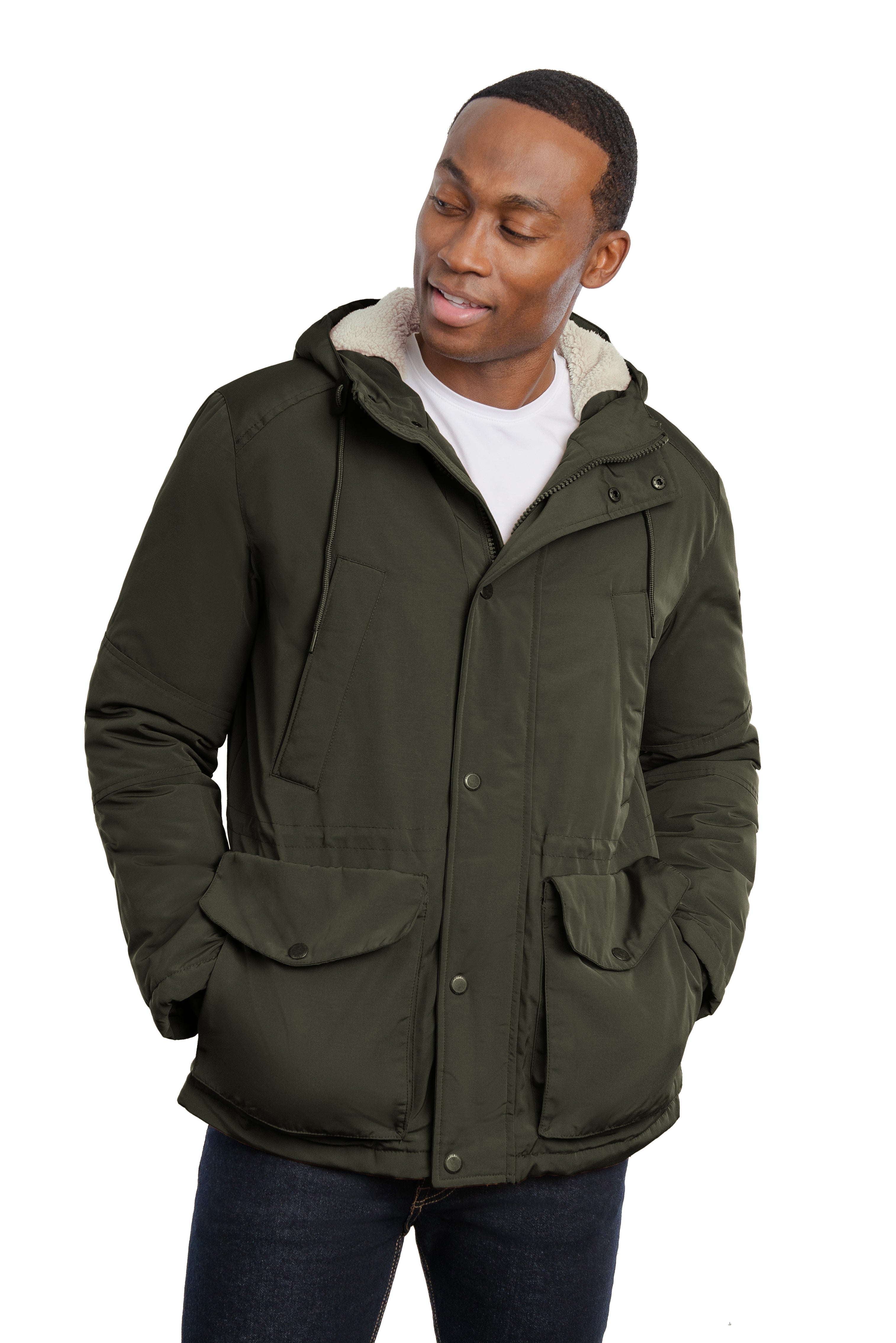 Parka with Sherpa lined Hood Olive - Image 2