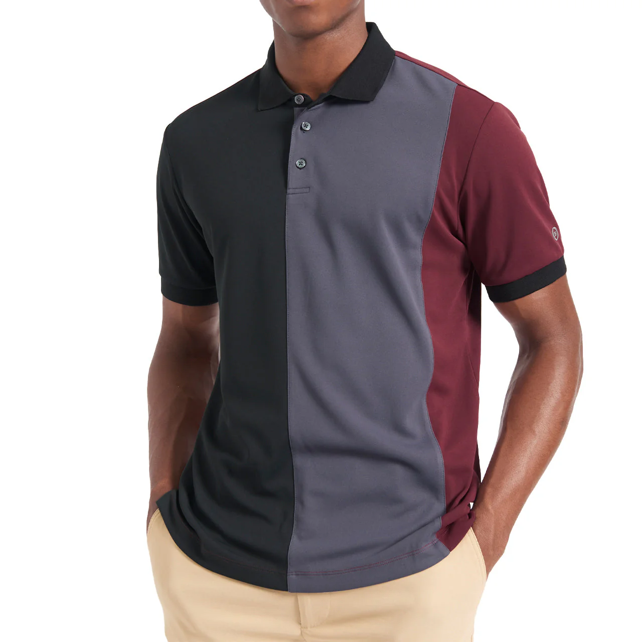 Pique Color Short Sleeve Blocked Polo - Image 2