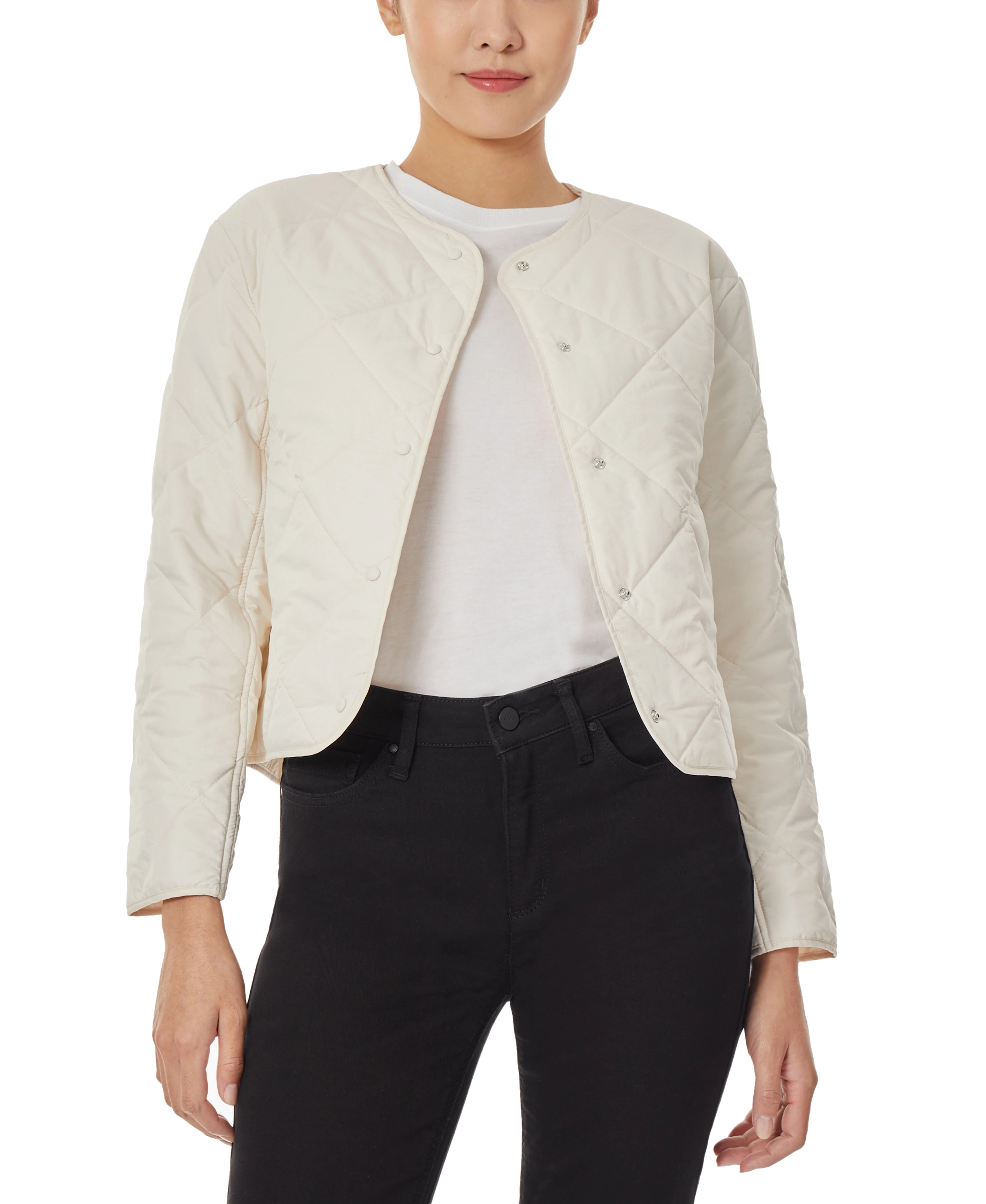 Quilted Collar-less Jacket - Image 2