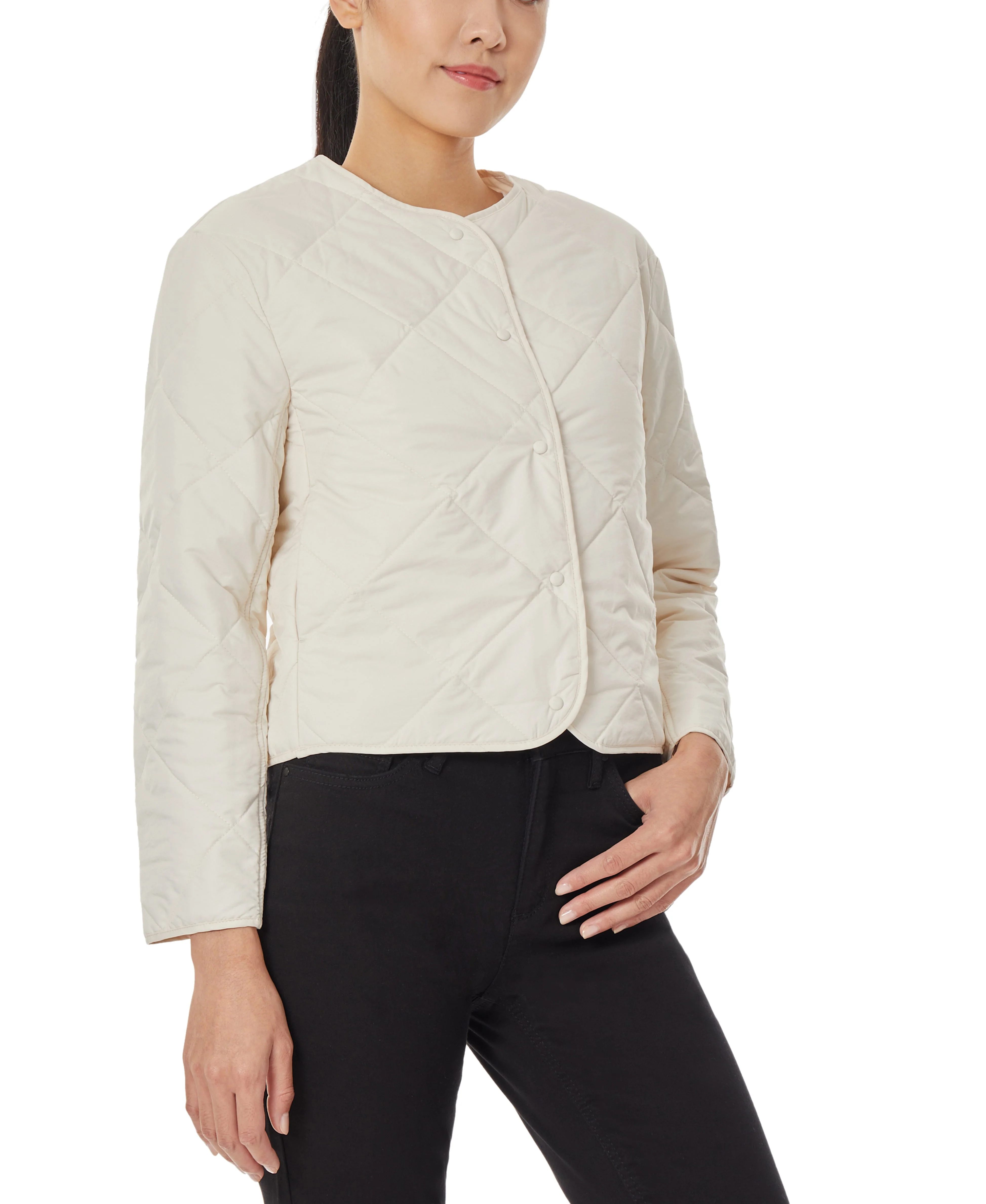 Quilted Collar-less Jacket - Image 4