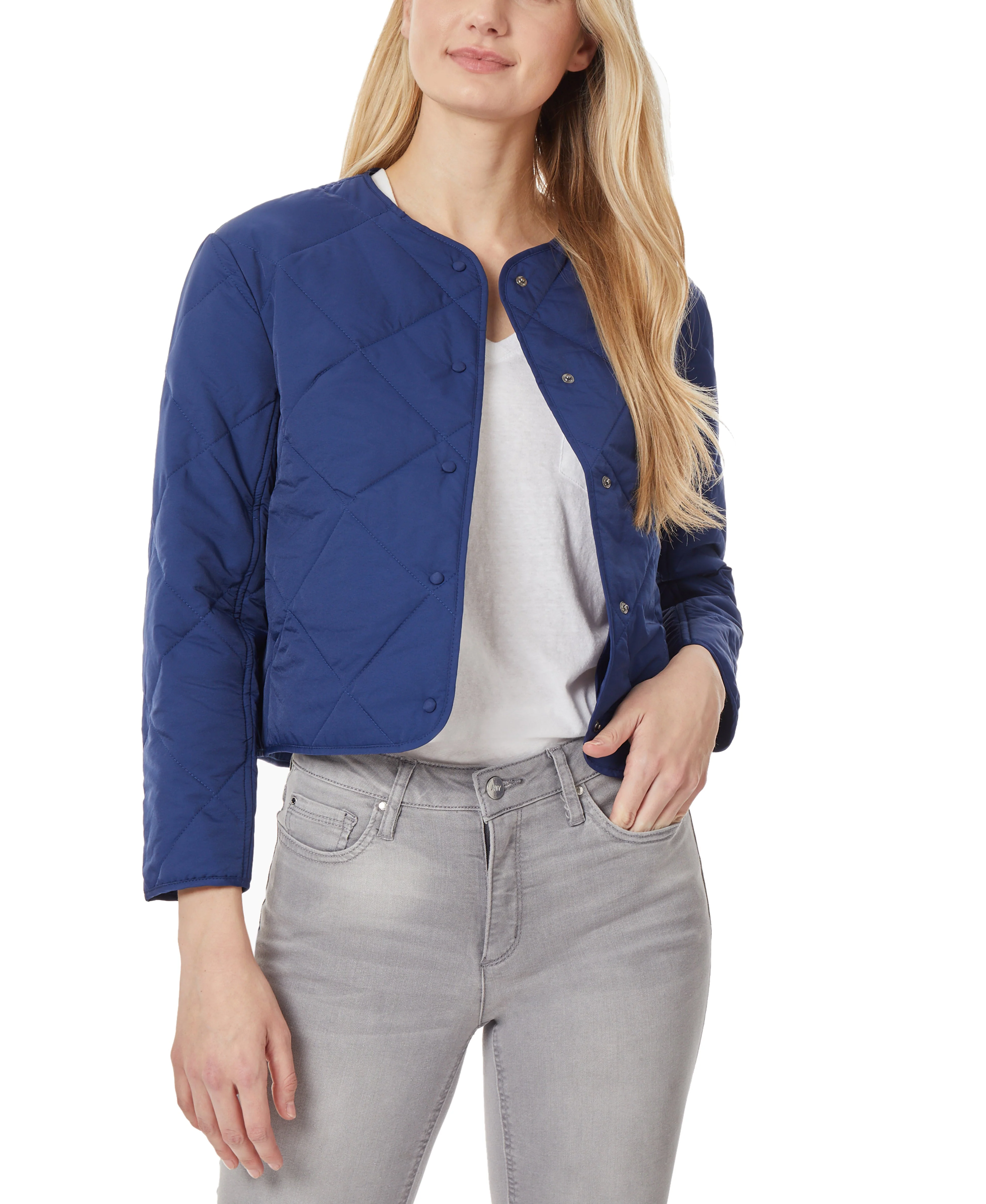 Quilted Collarless Jacket - Image 2