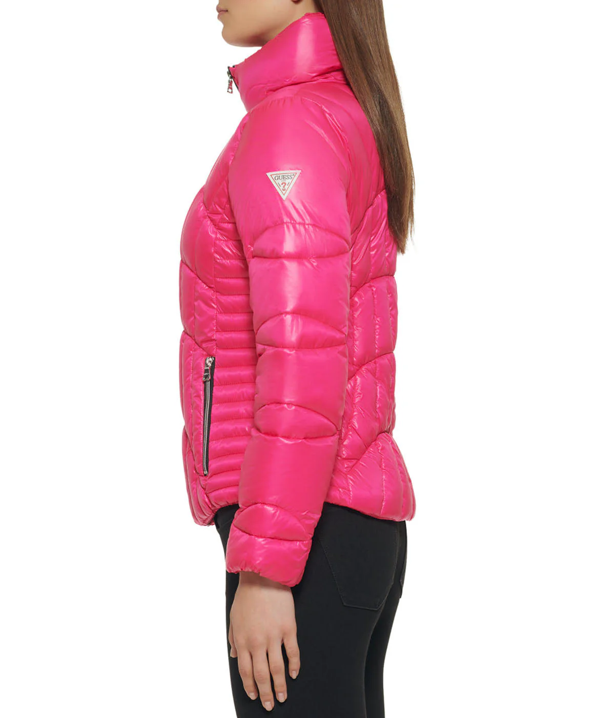 Quilted Puffer Jacket Hot Pink - Image 4