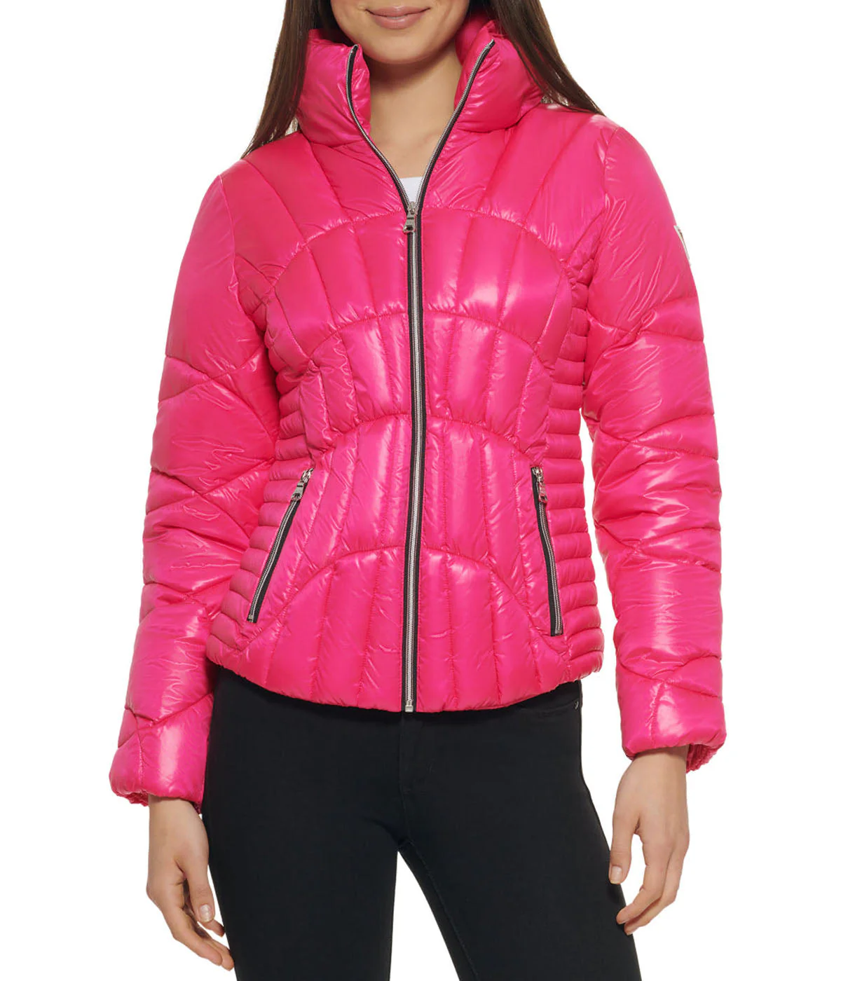 Quilted Puffer Jacket Hot Pink - Image 5