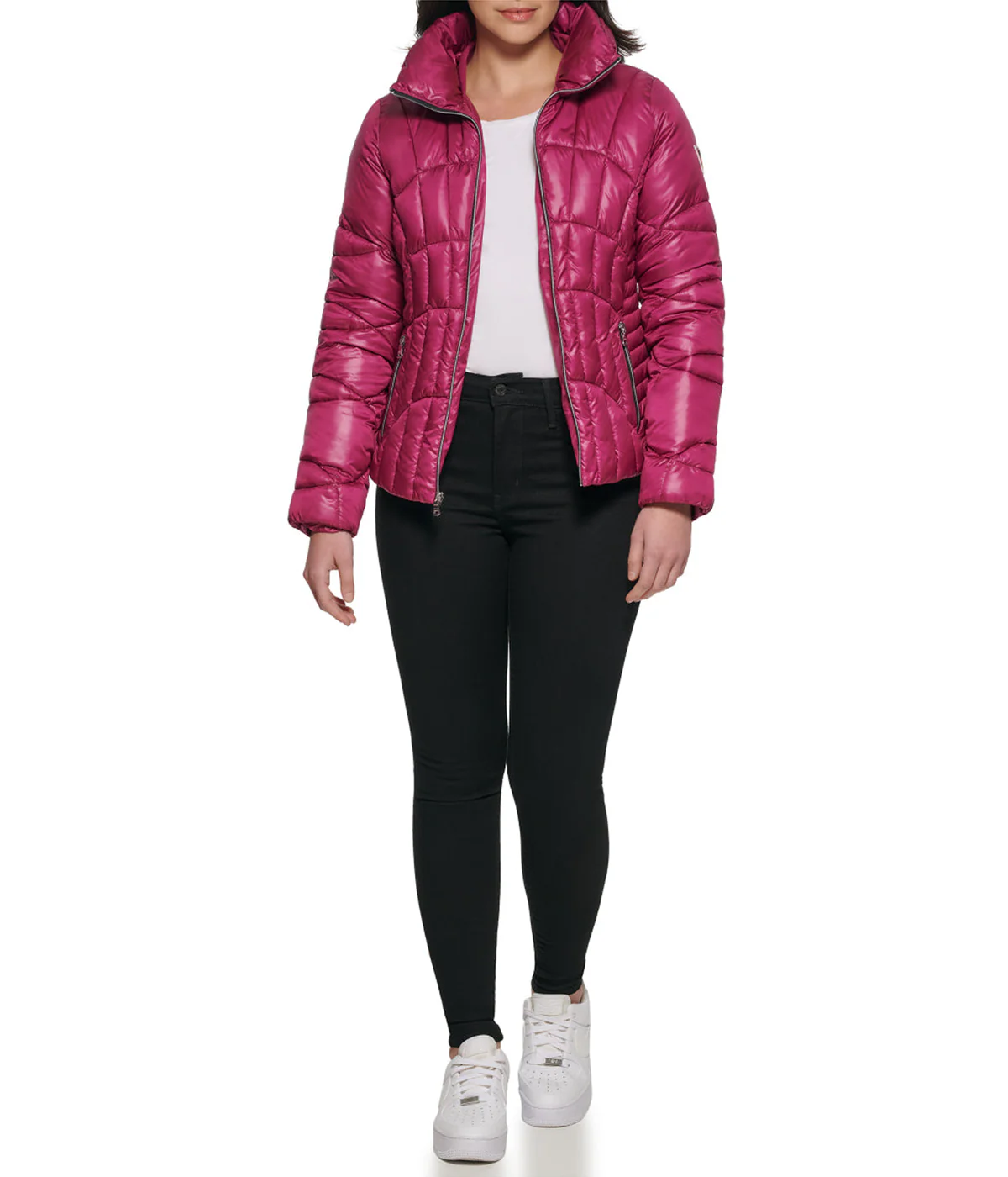 Quilted Puffer Jacket Magenta - Image 2
