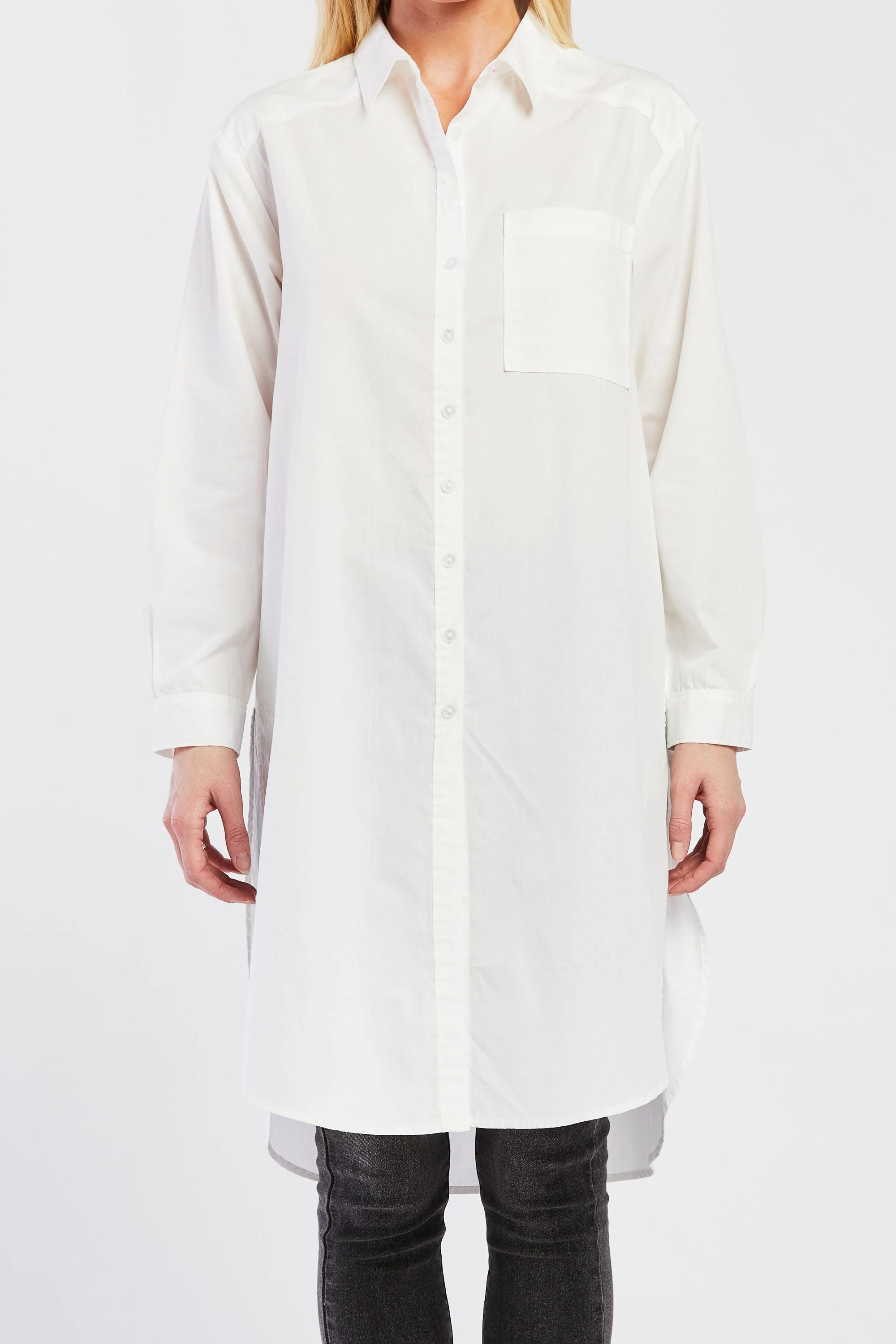 Quinton Long Sleeve Button Down Poplin Tunic - Image 2