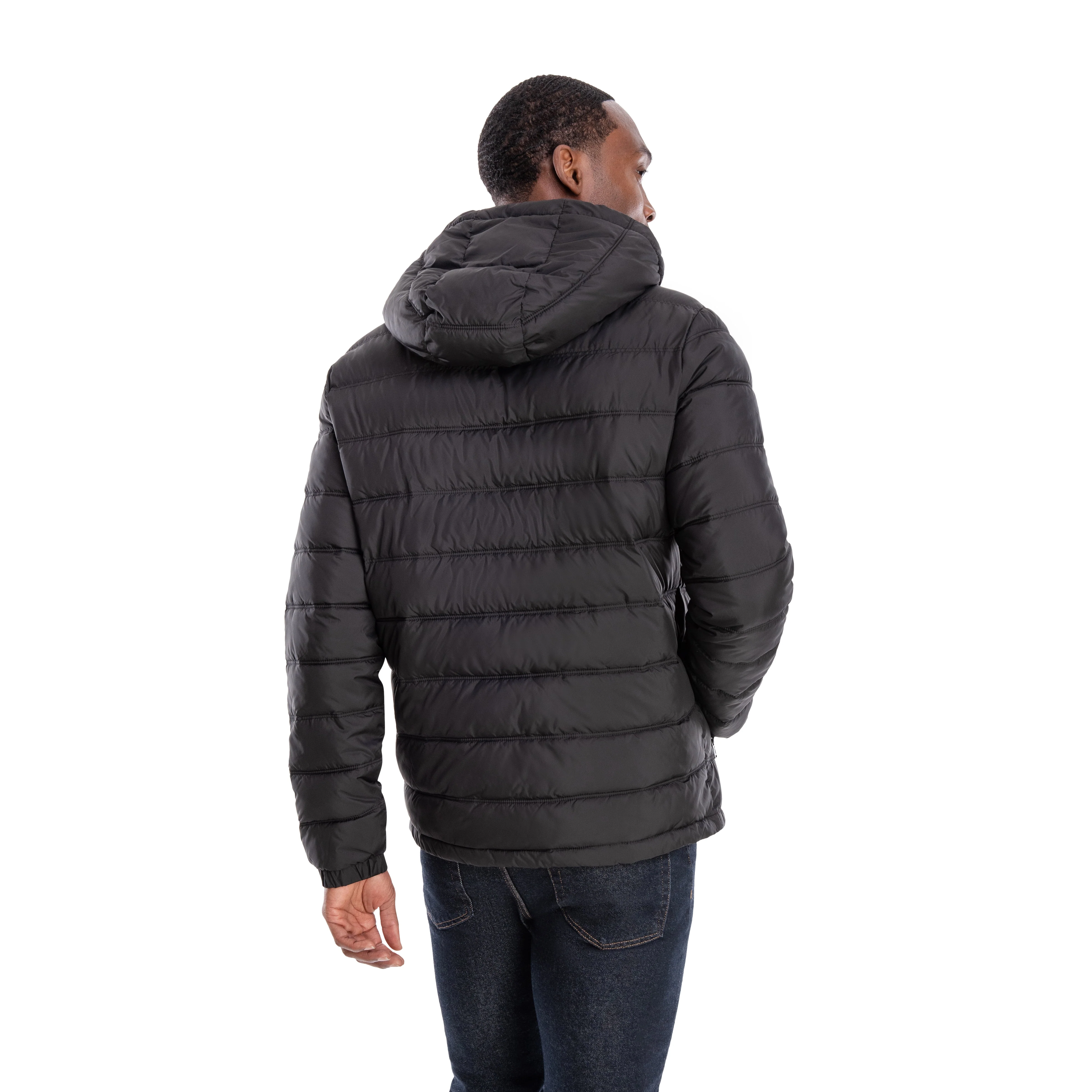 Qulited Hooded Packable Puffer Black - Image 2