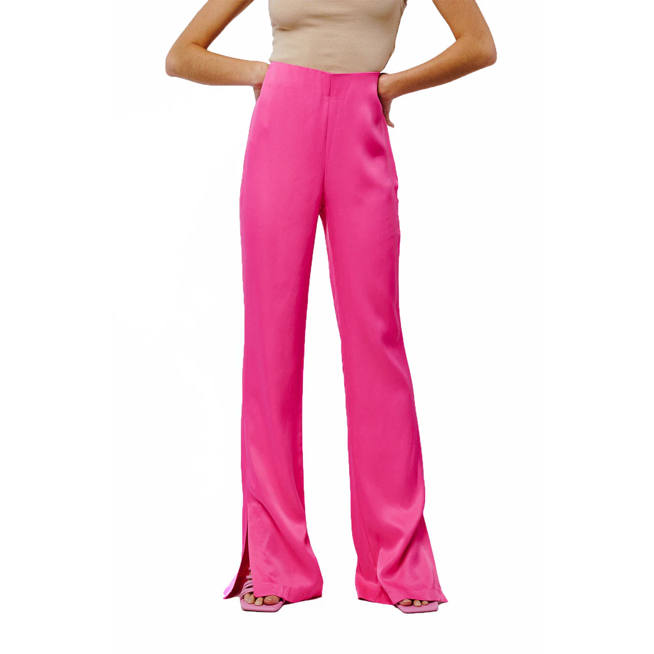 Safia Split Hem Satin Pants - Image 2