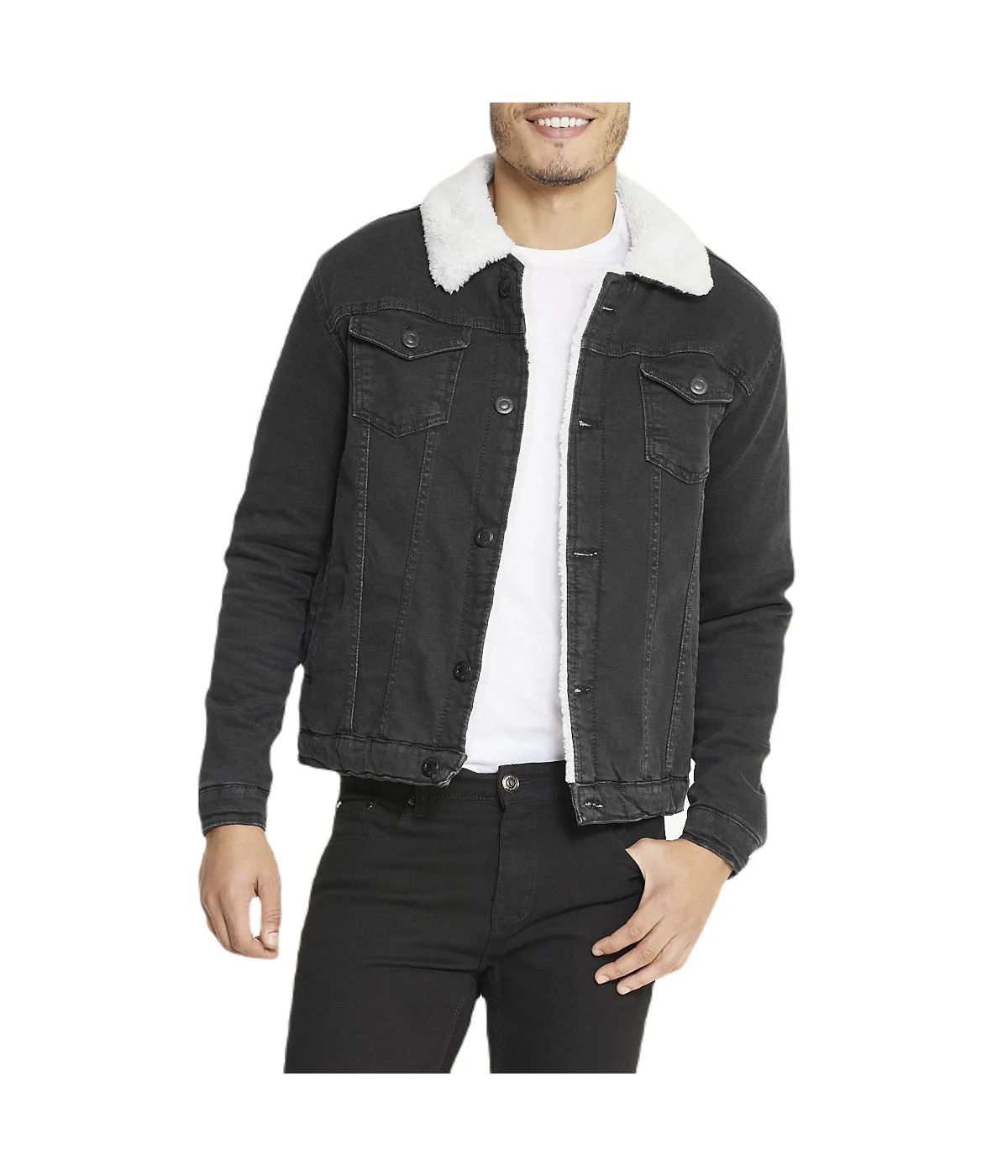 Sherpa Collar Black Denim Jacket - Image 5