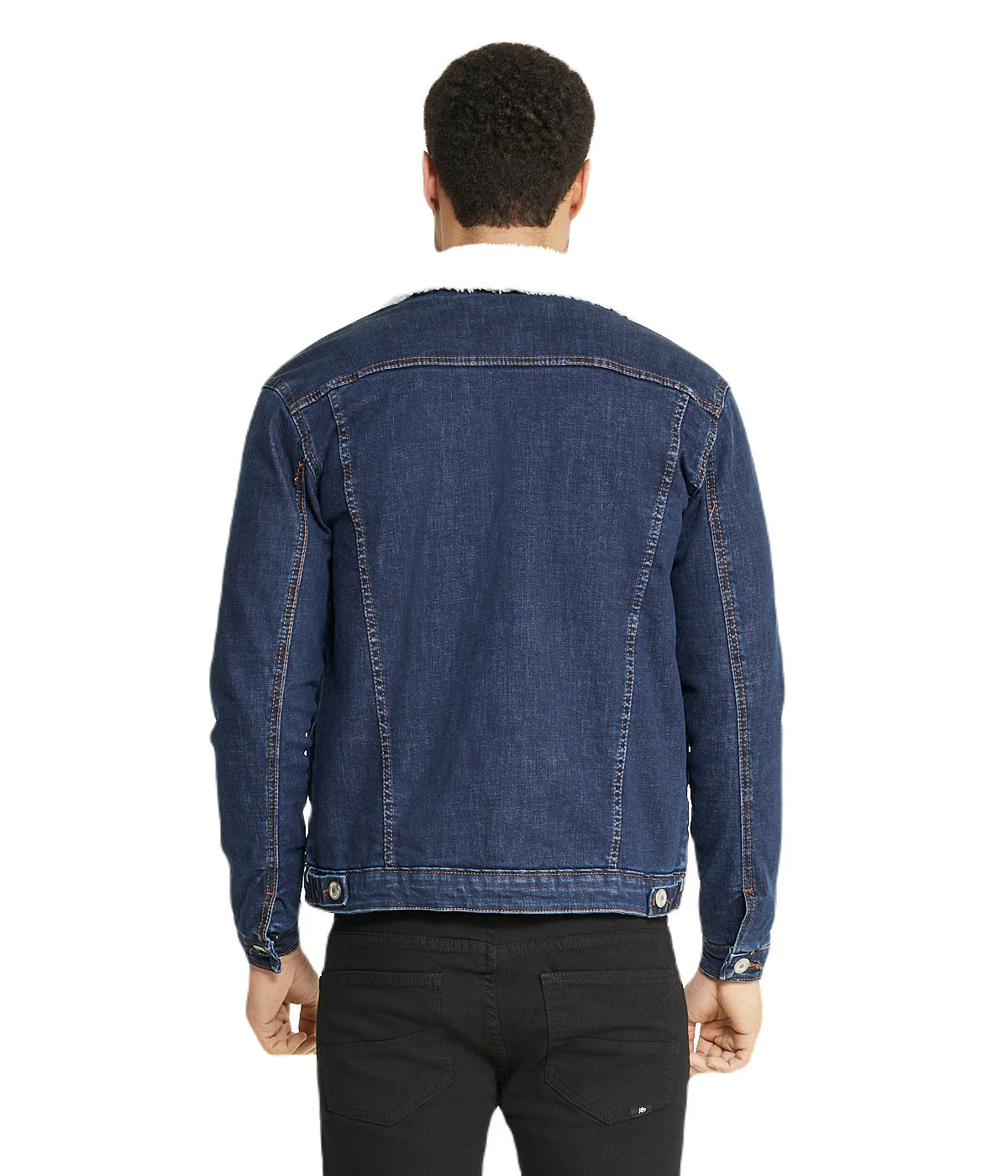 Sherpa Collar Dark Blue Denim Jacket - Image 2