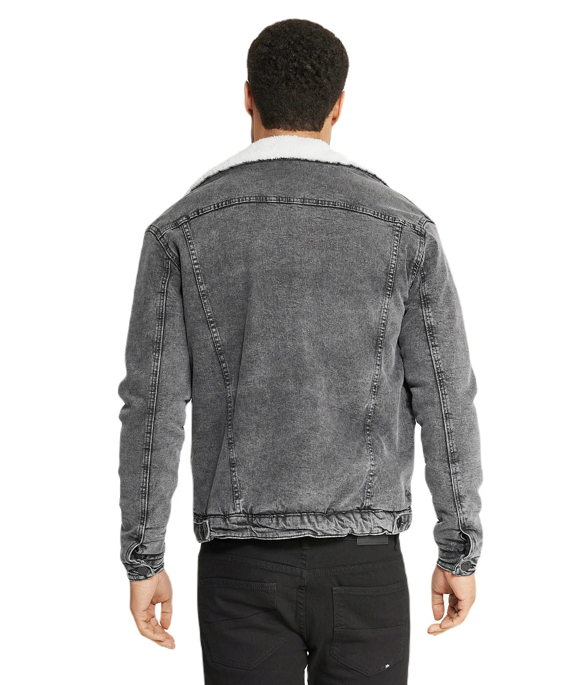Sherpa Collar Gray Denim Jacket - Image 2