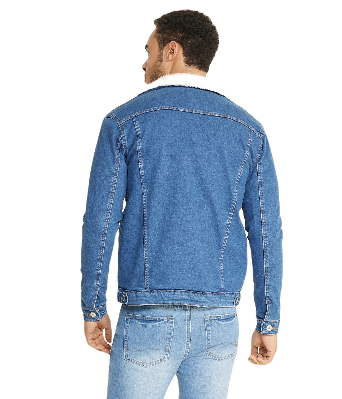 Sherpa Collar Light Blue Denim Jacket - Image 2