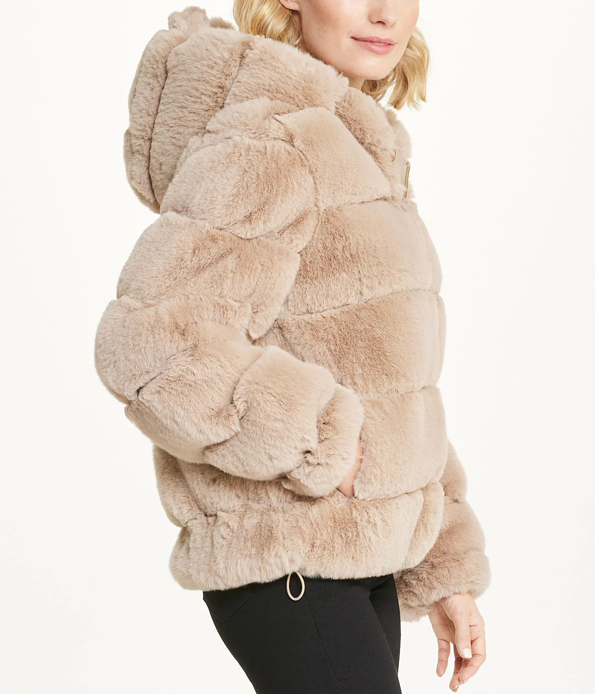 Short Faux Fur With Hood Mink - Image 3