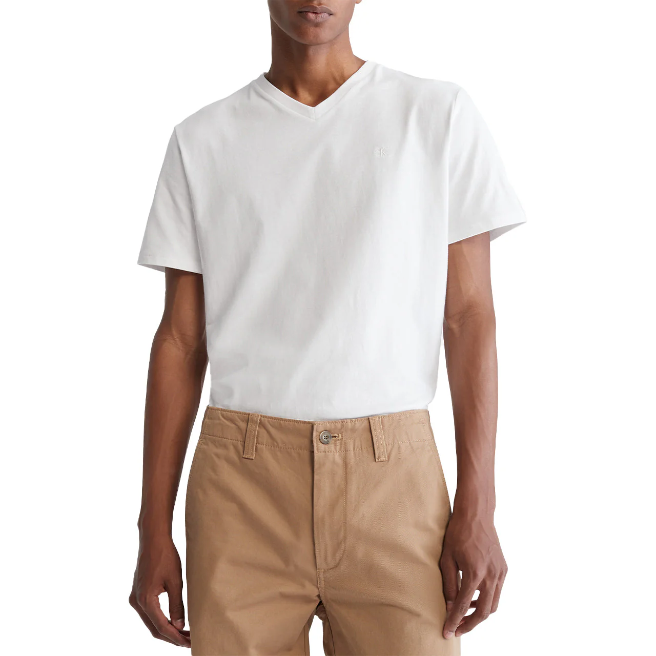 Short Sleeves Smooth Solid V-Neck Tee - Image 5