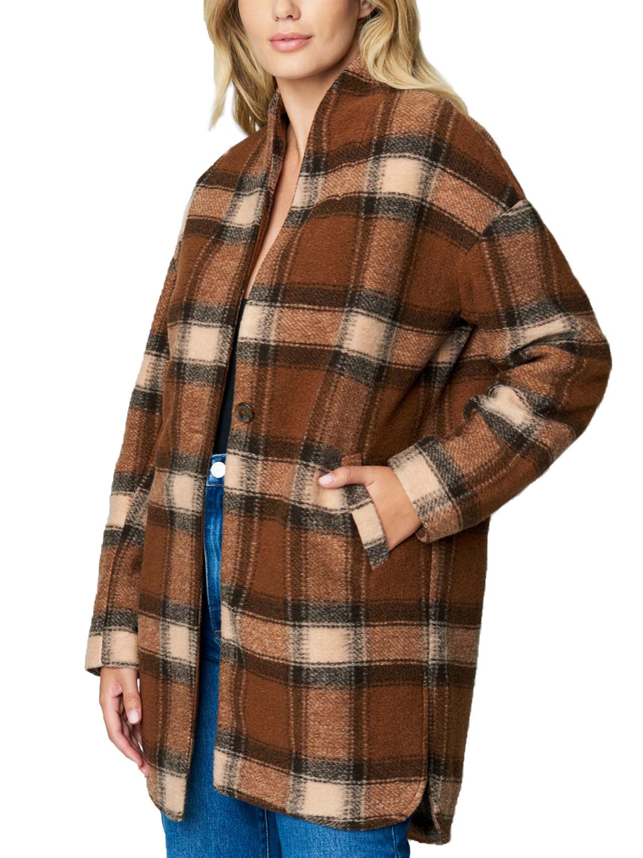 Simple Plaid Cocoon Coat - Image 3