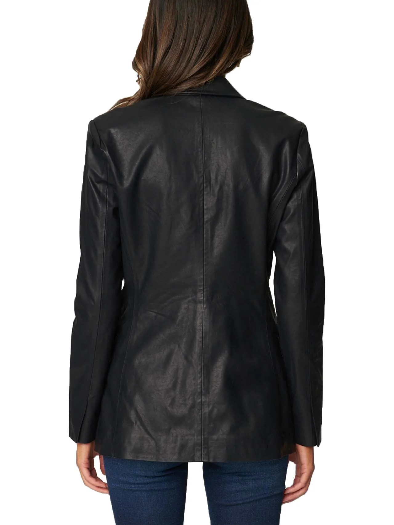 Sleek Vegan Leather Blazer - Image 3