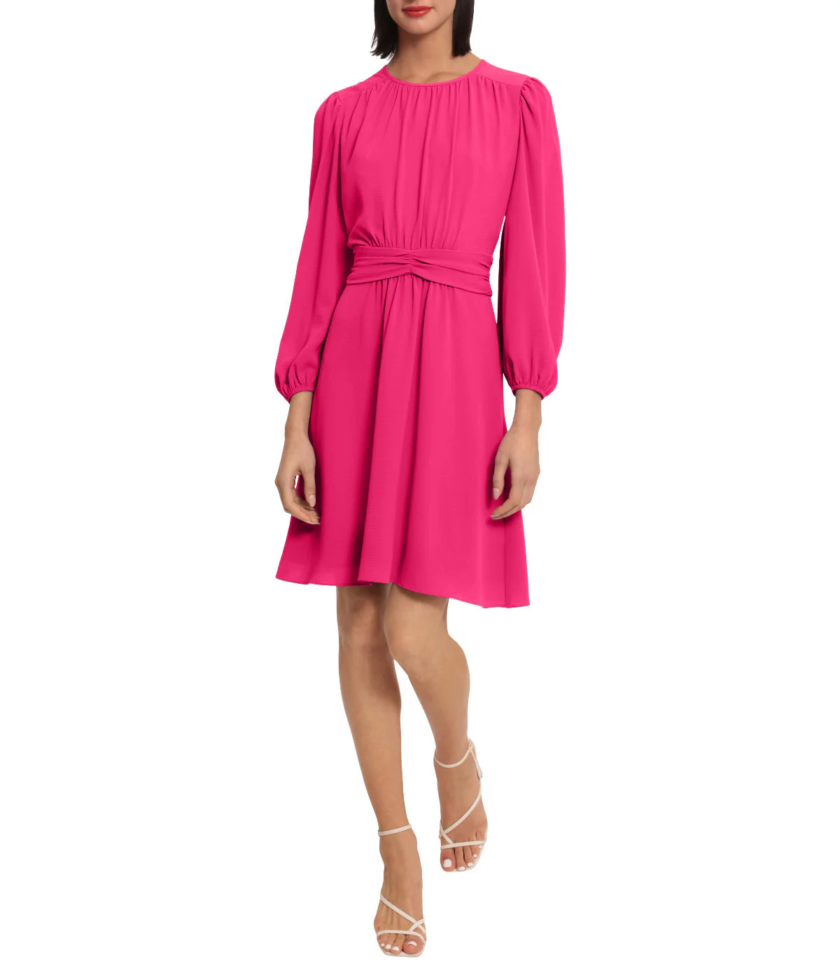 Smocked Collar Long Sleeve Mini Dress - Image 3