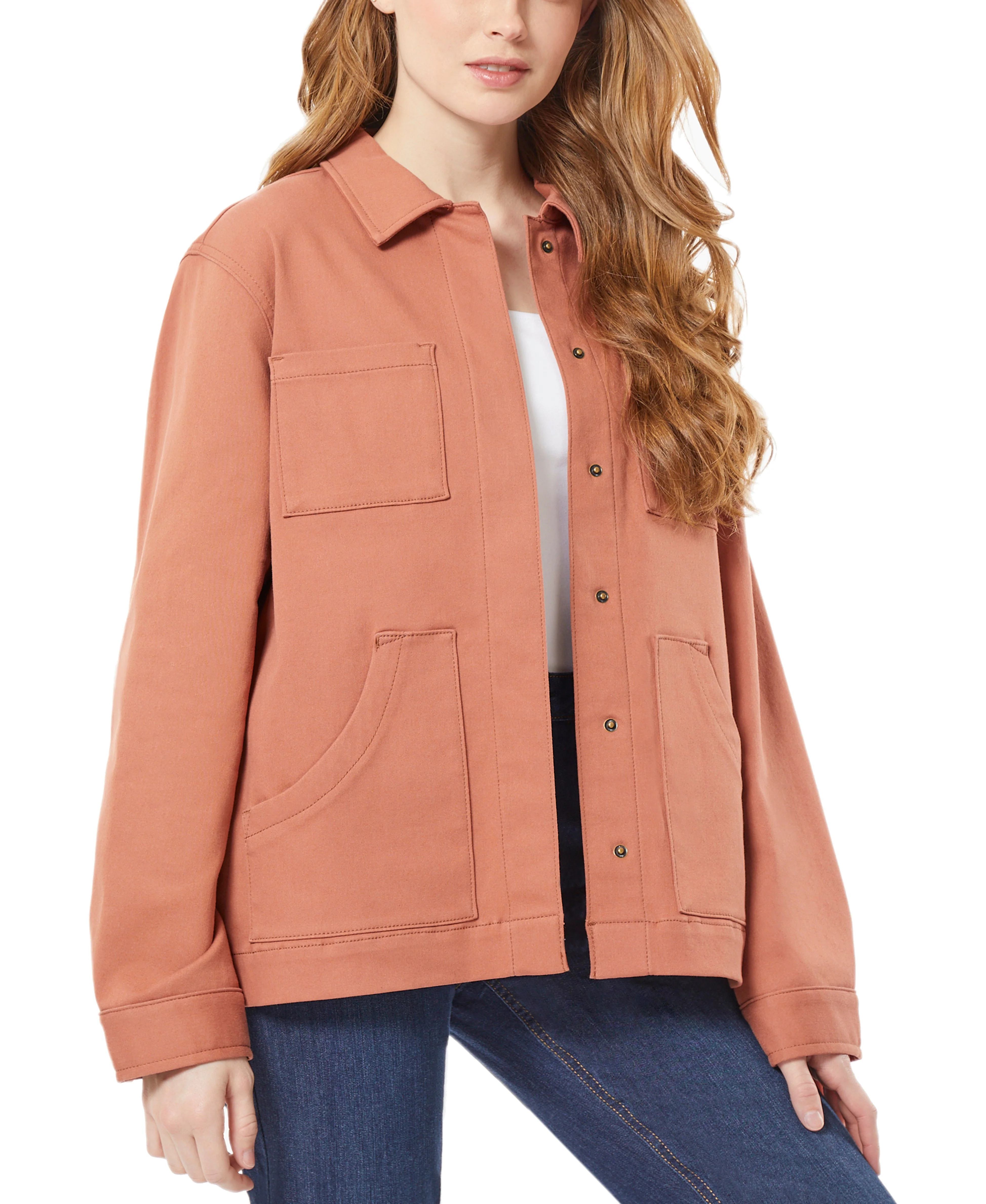 Snap-Front Denim Utility Jacket - Image 4