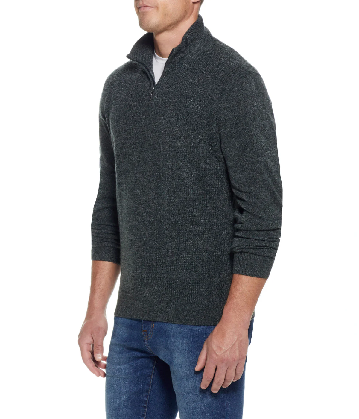Soft Touch Waffle 1/4 Zip Sweater Evergreen - Image 4