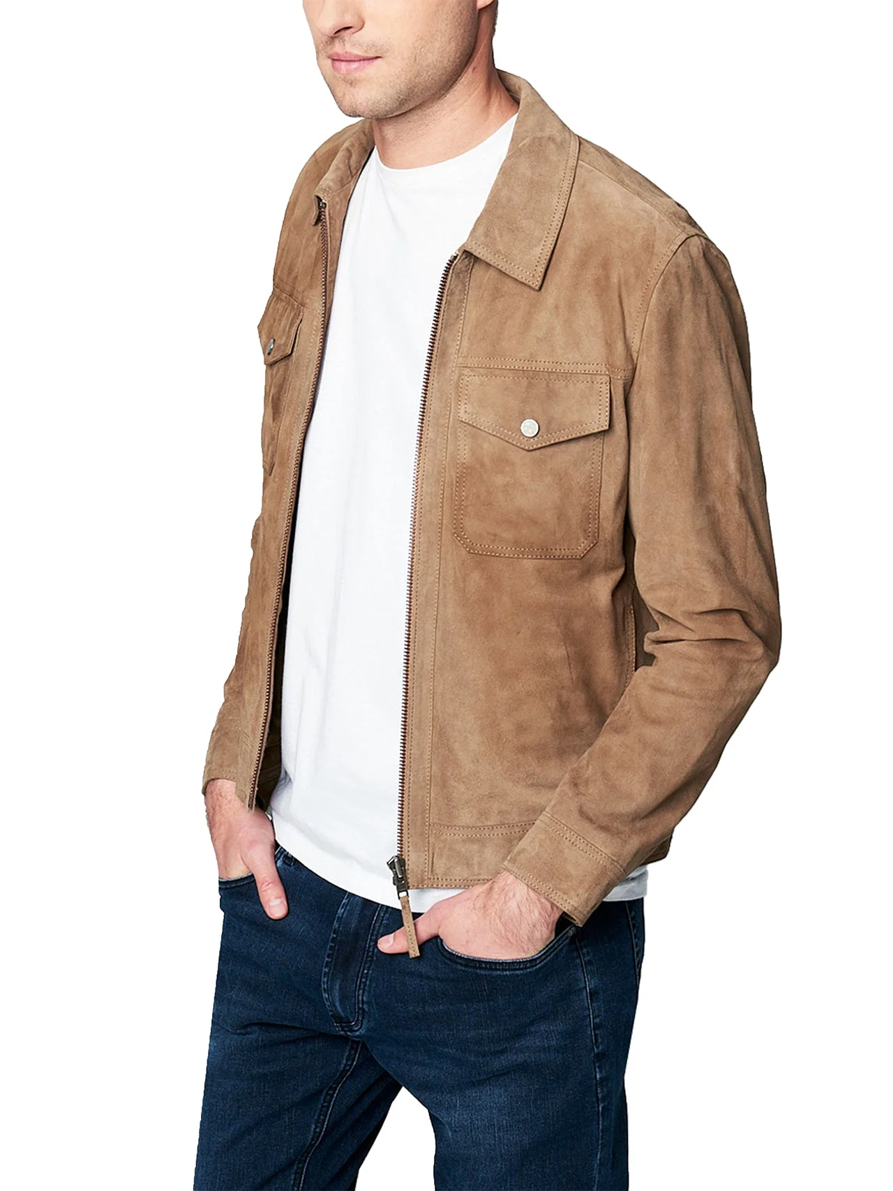 Suede Zip Front Jacket - Image 4