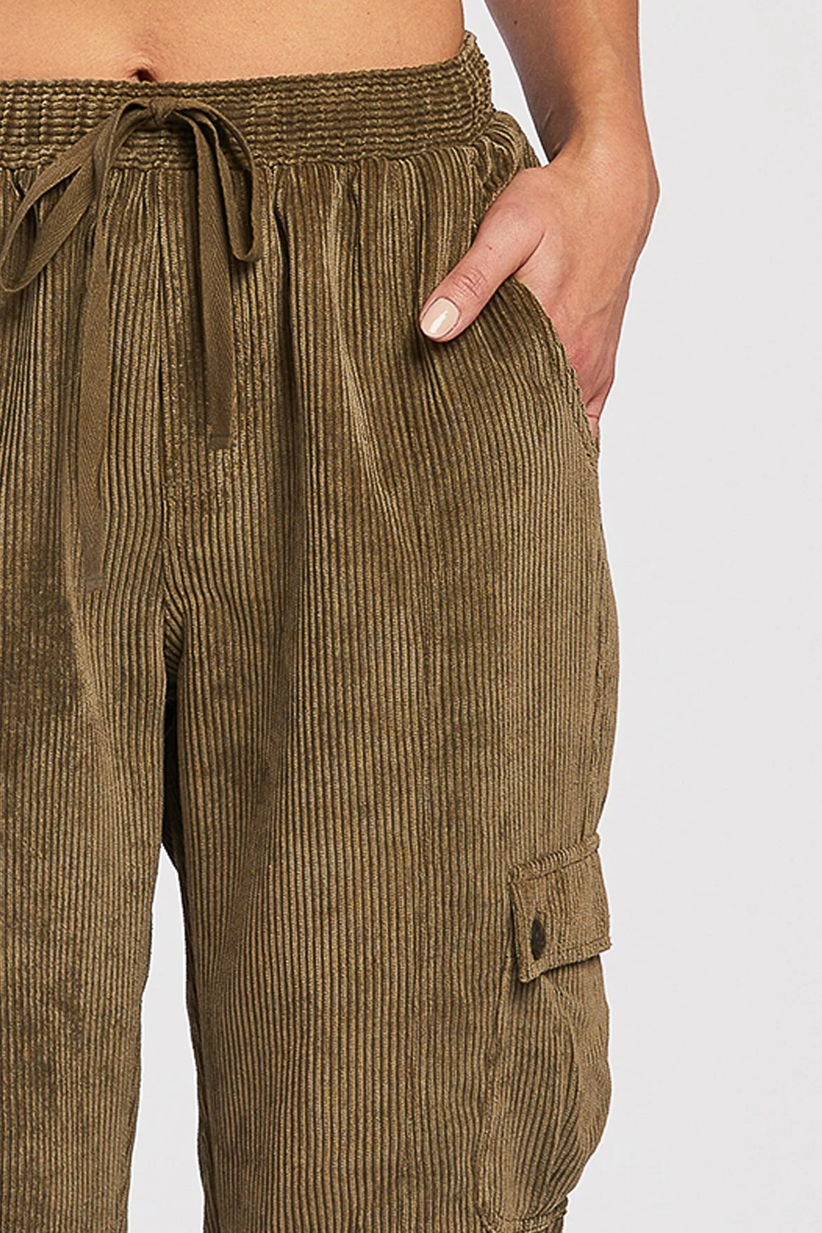 Sylvia Pull On Elastic Drawstring Cargo Jogger - Image 3