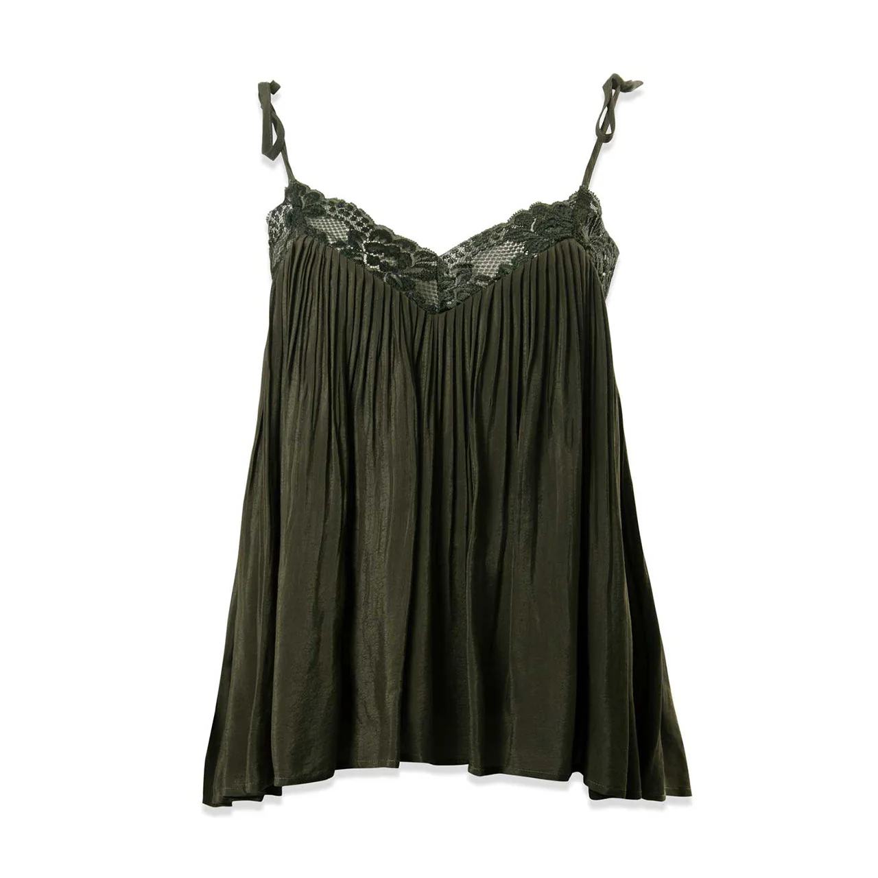 Syvan Pleated Lace Trim Cami Top - Image 2