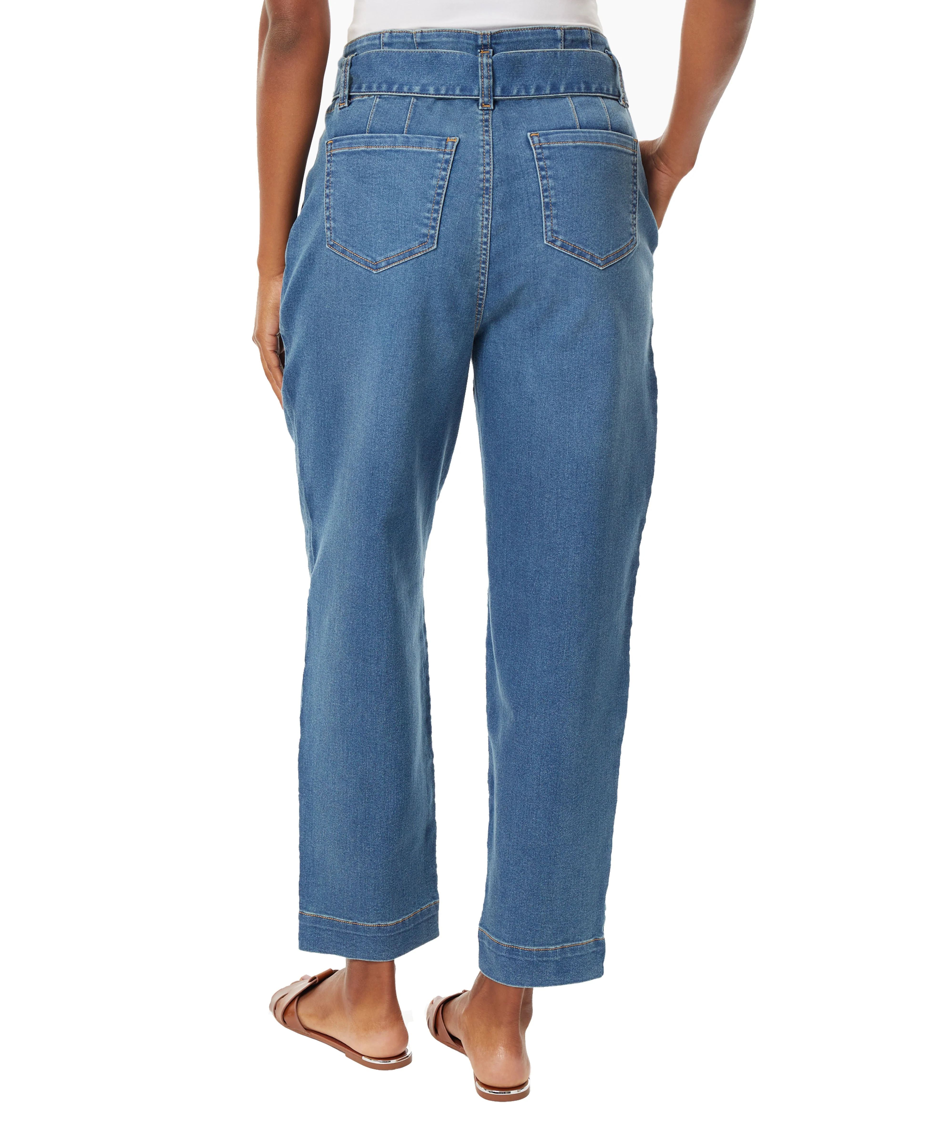 Tie Front High Rise Straight Ankle Jeans - Image 3