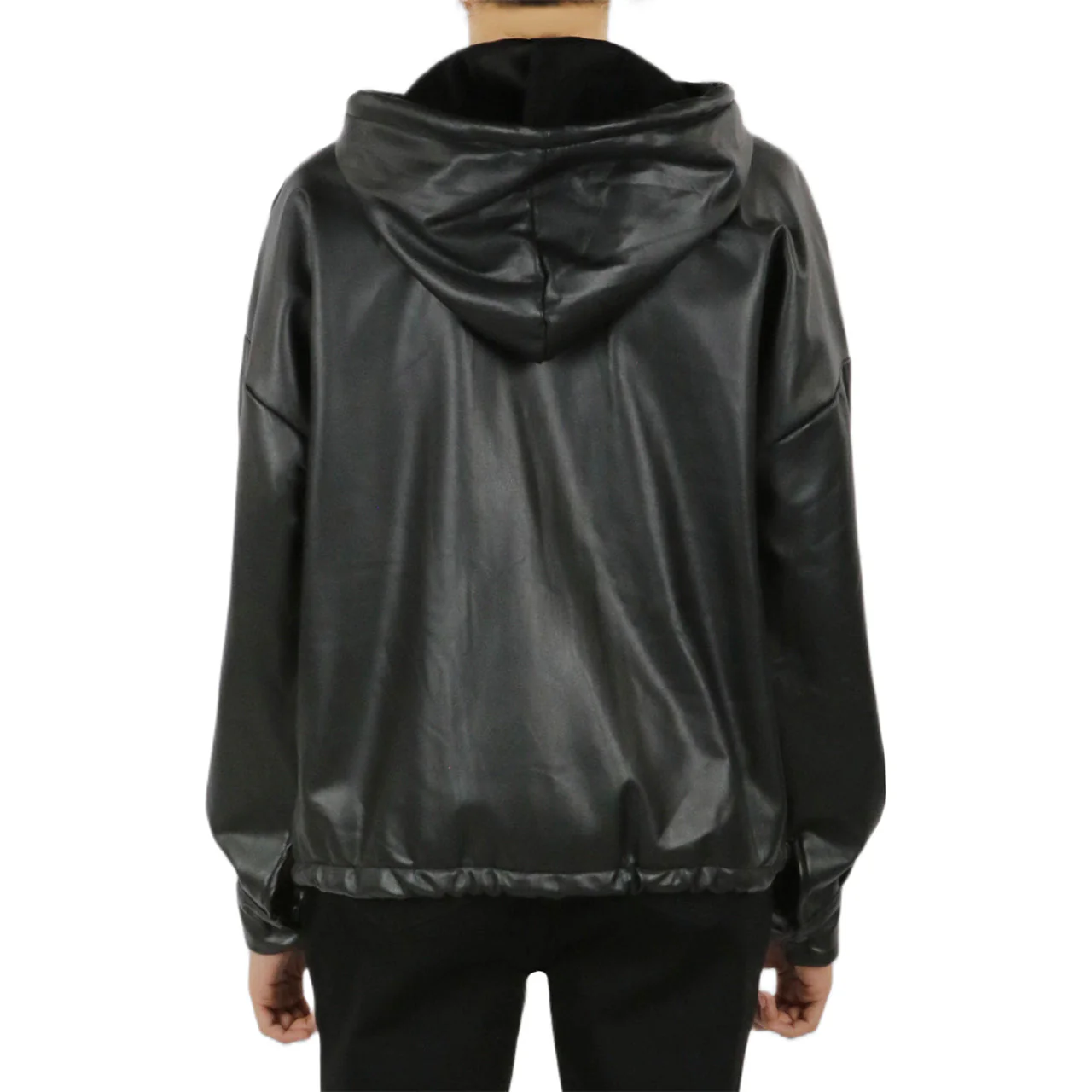 Vegan Leather Button Front Jacket - Image 3