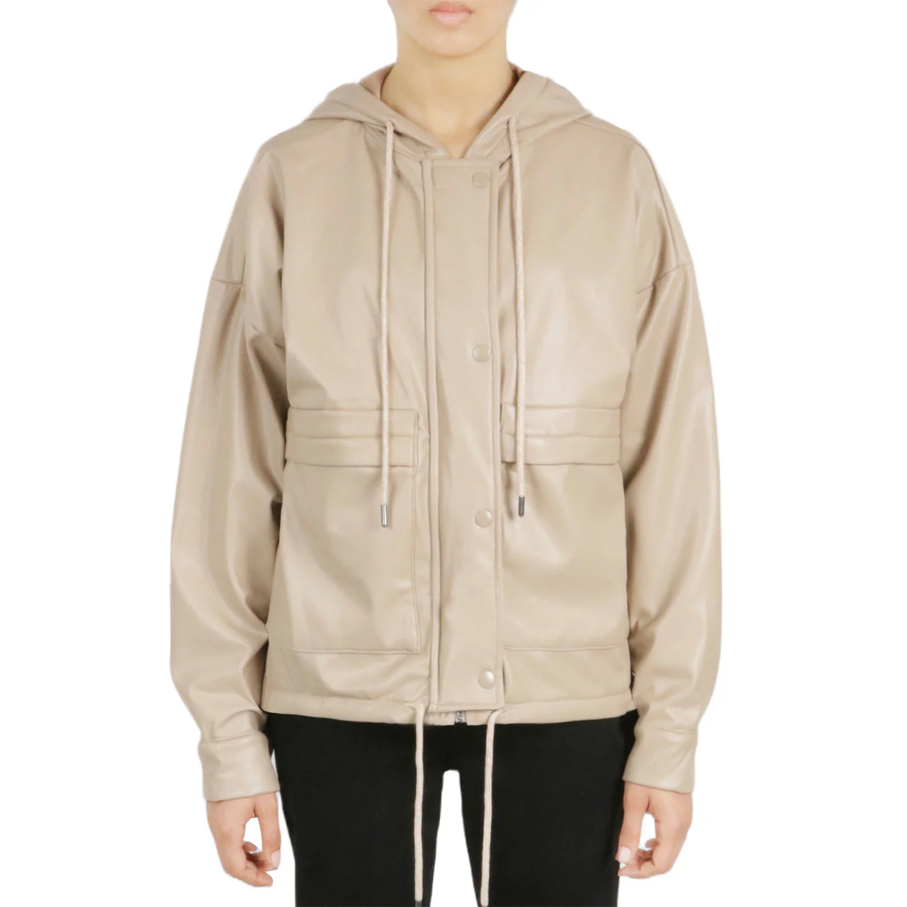 Vegan Leather Button Front Jacket - Image 4