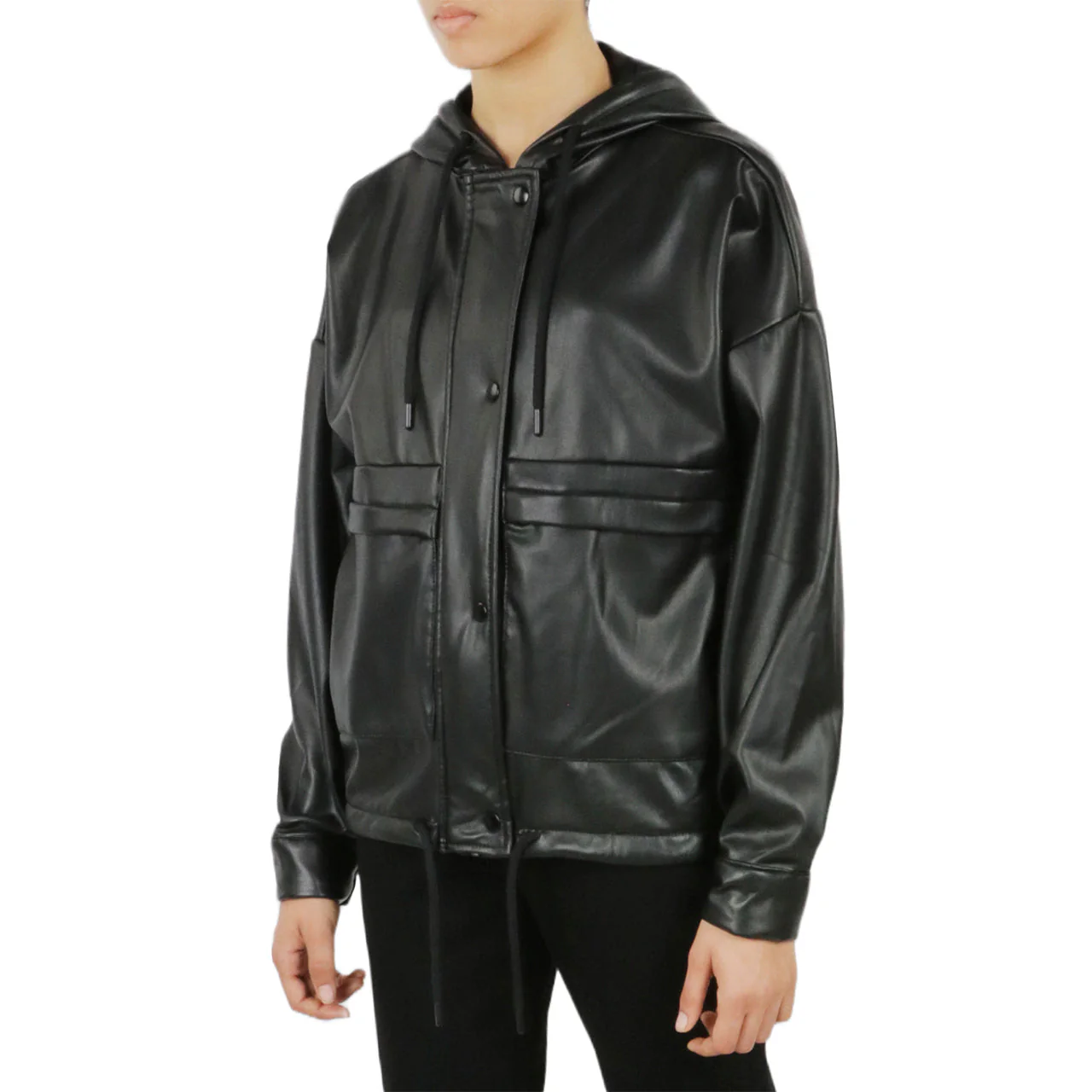 Vegan Leather Button Front Jacket - Image 6