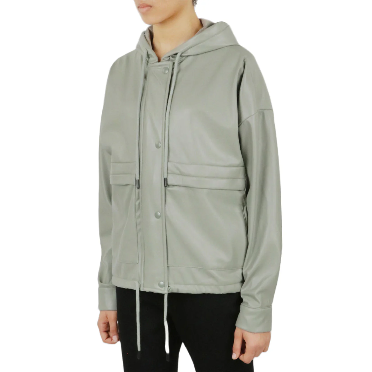 Vegan Leather Button Front Jacket - Image 8