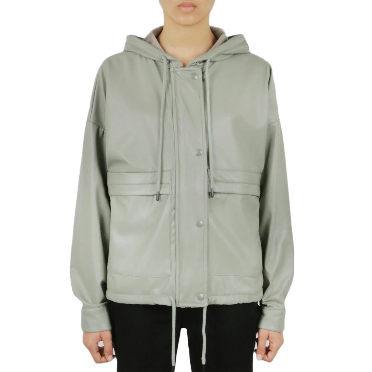 Vegan Leather Button Front Jacket - Image 9