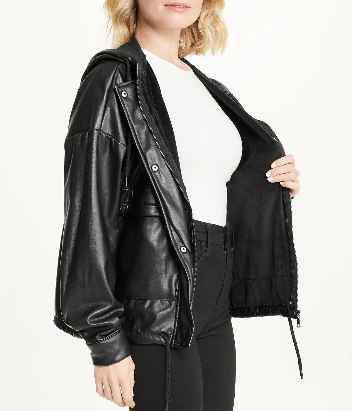 Vegan Leather Button Front Jacket - Image 2