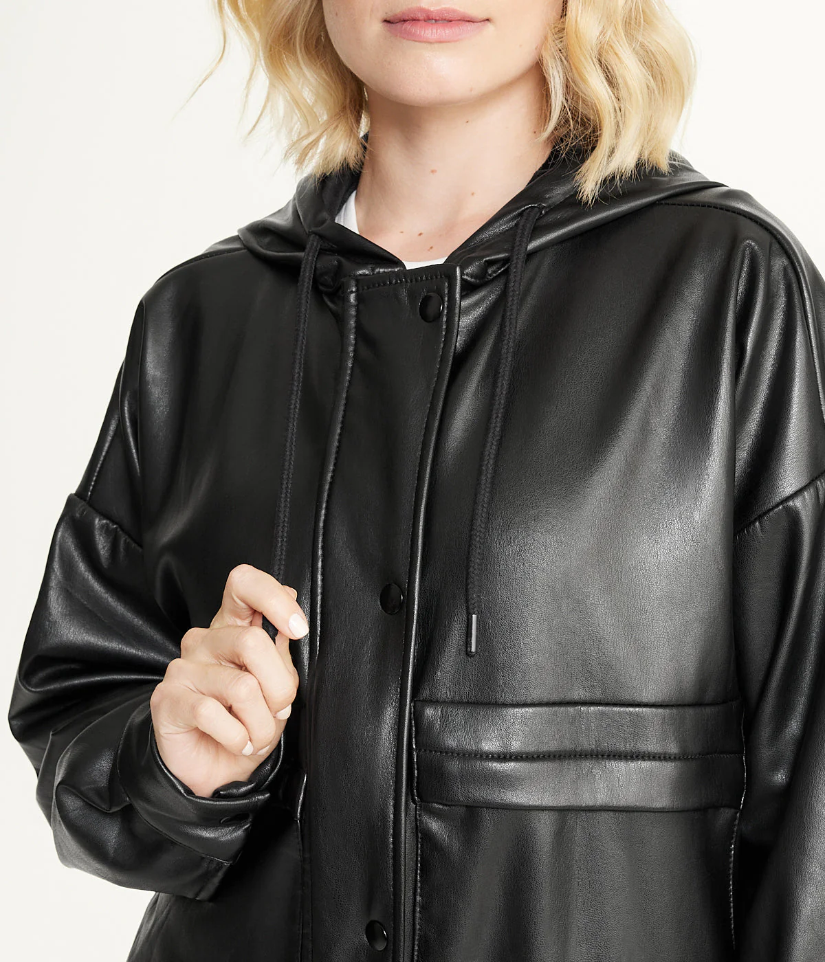 Vegan Leather Button Front Jacket - Image 3