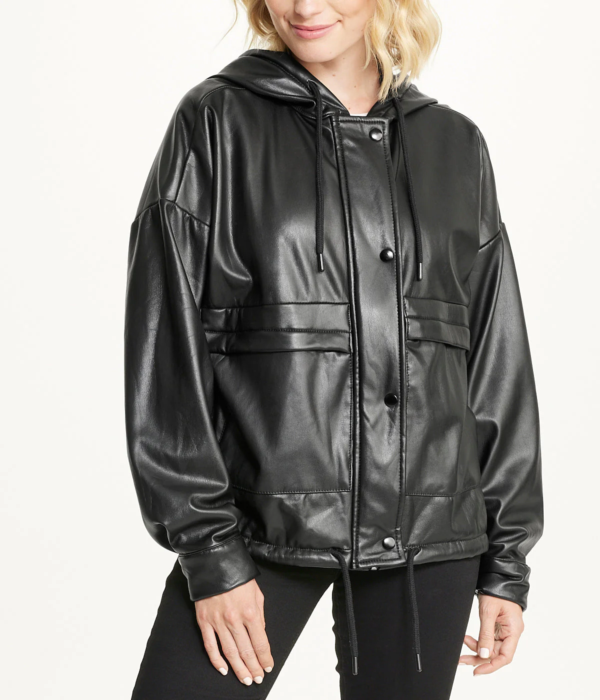 Vegan Leather Button Front Jacket - Image 5