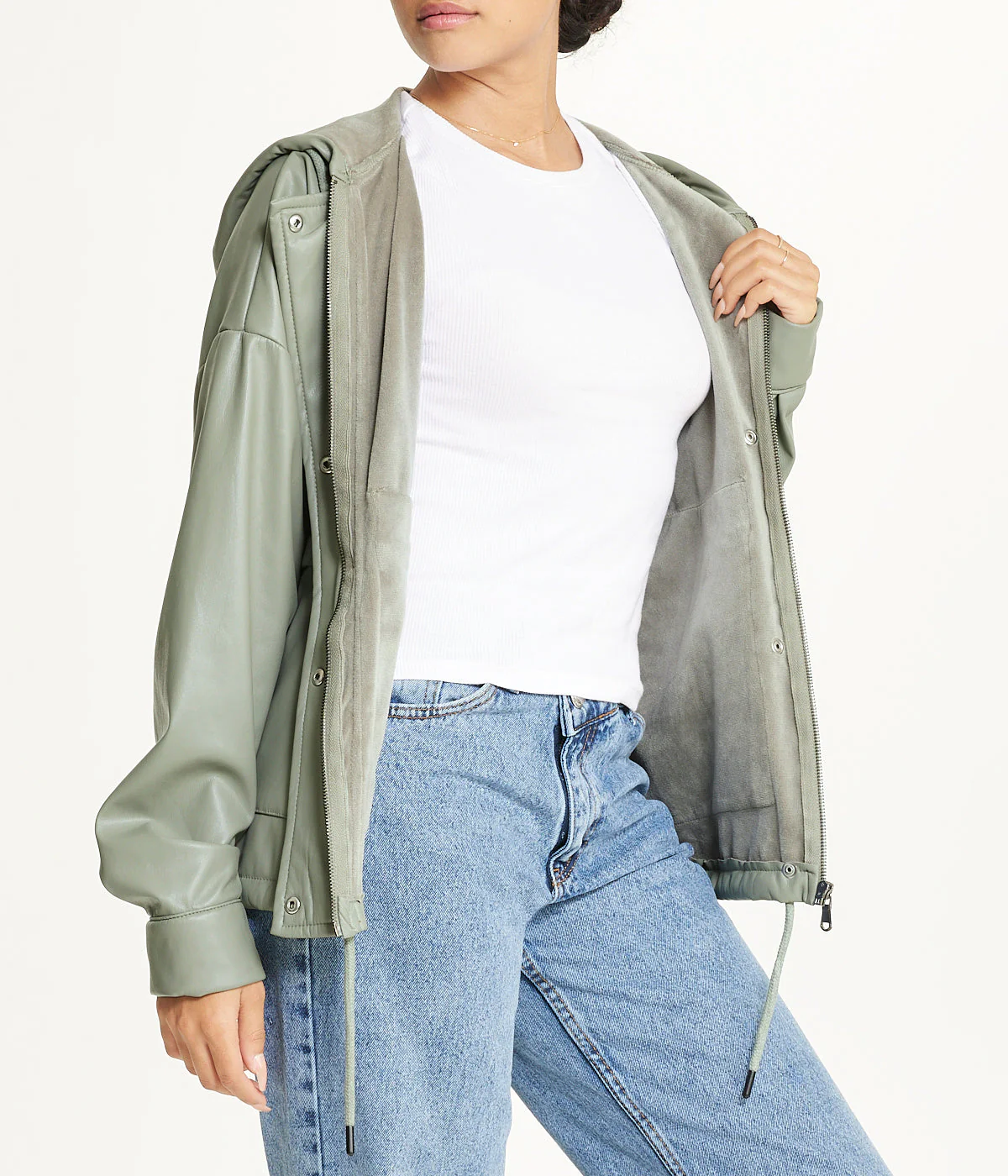 Vegan Leather Button Front Jacket - Image 2