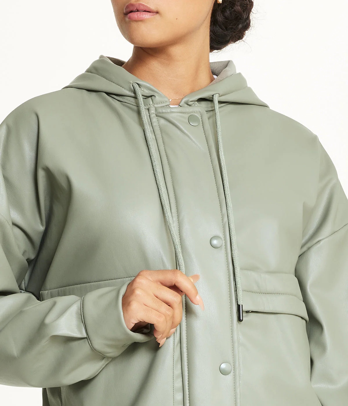 Vegan Leather Button Front Jacket - Image 3