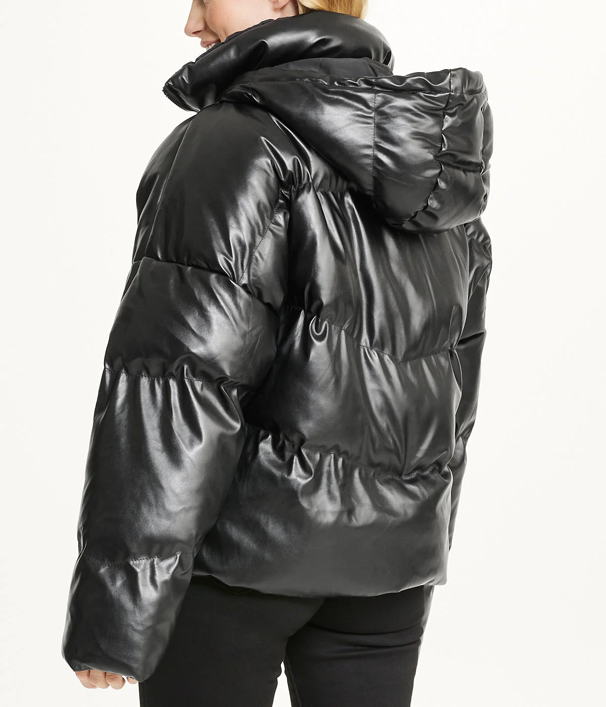 Vegan Leather Puffer Coat - Image 2