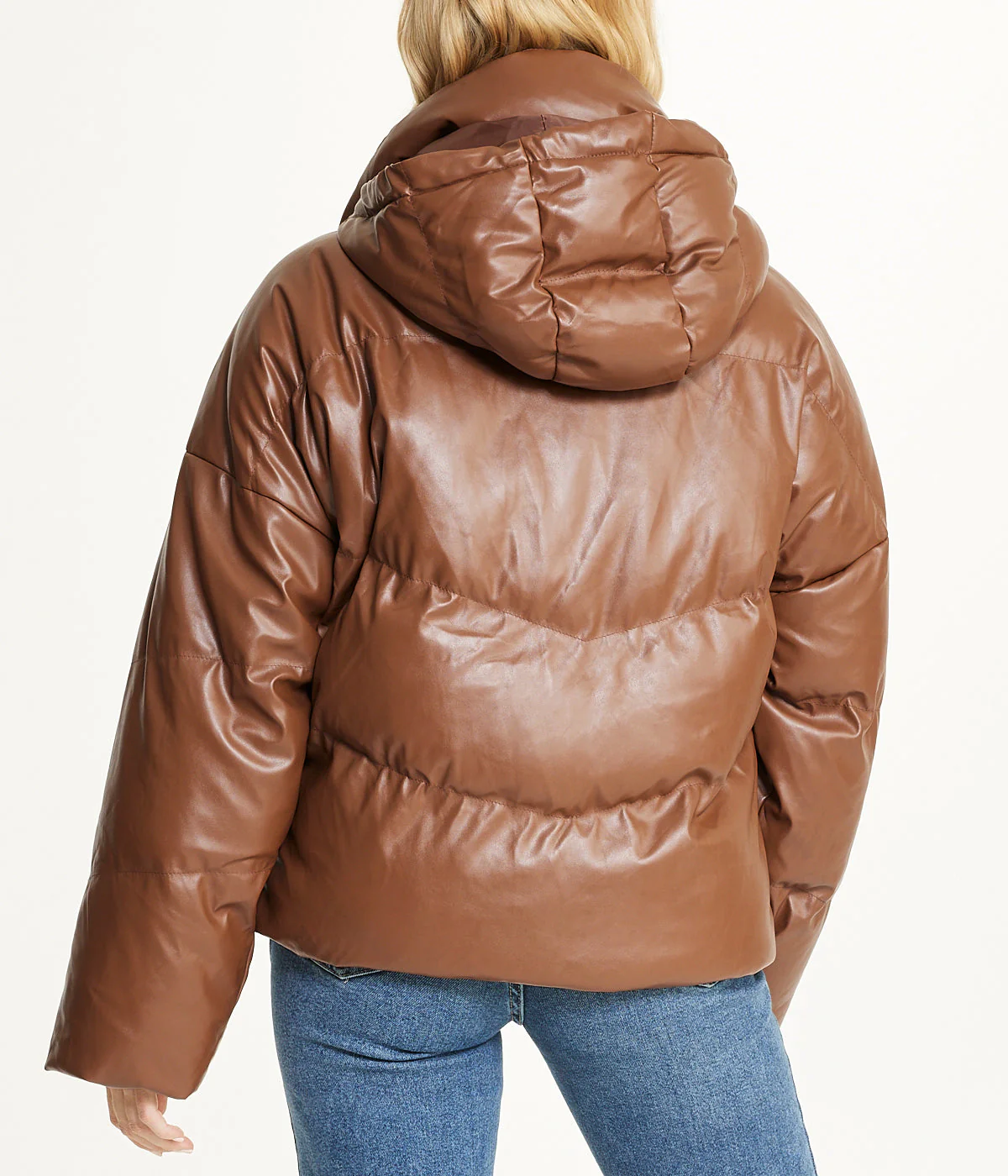 Vegan Leather Puffer Coat - Image 4