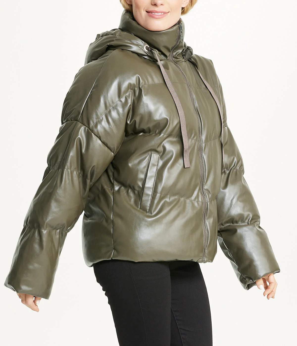 Vegan Leather Puffer Coat - Image 2