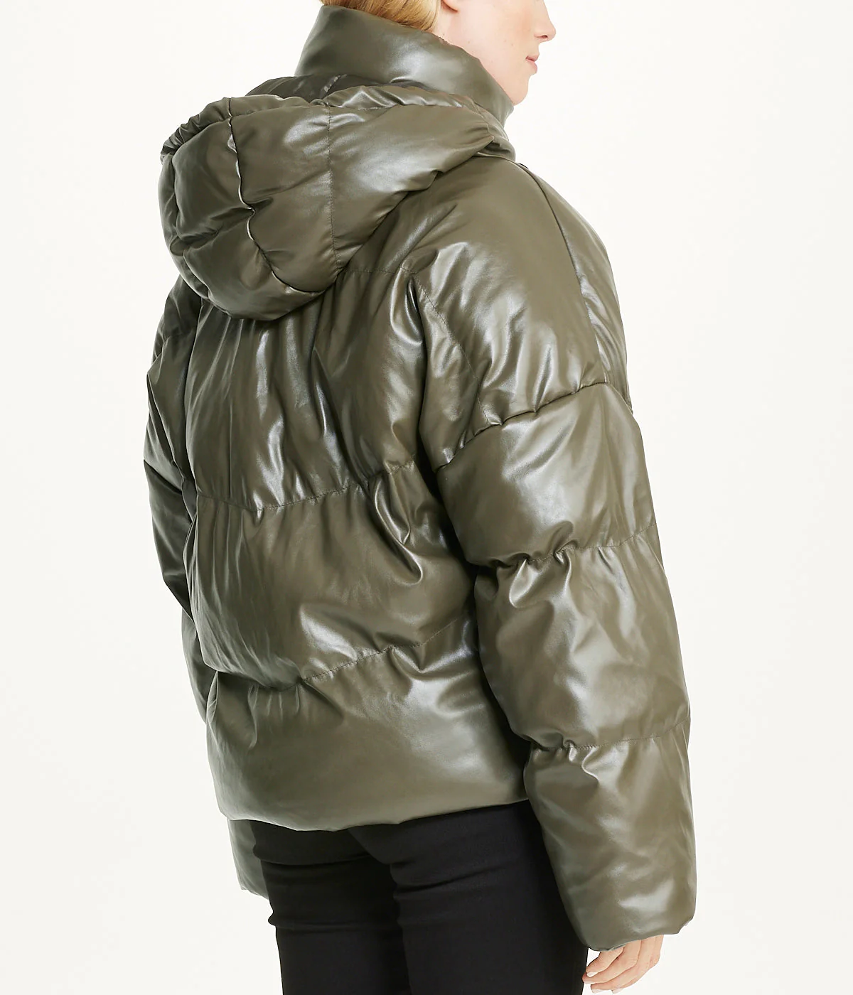 Vegan Leather Puffer Coat - Image 3