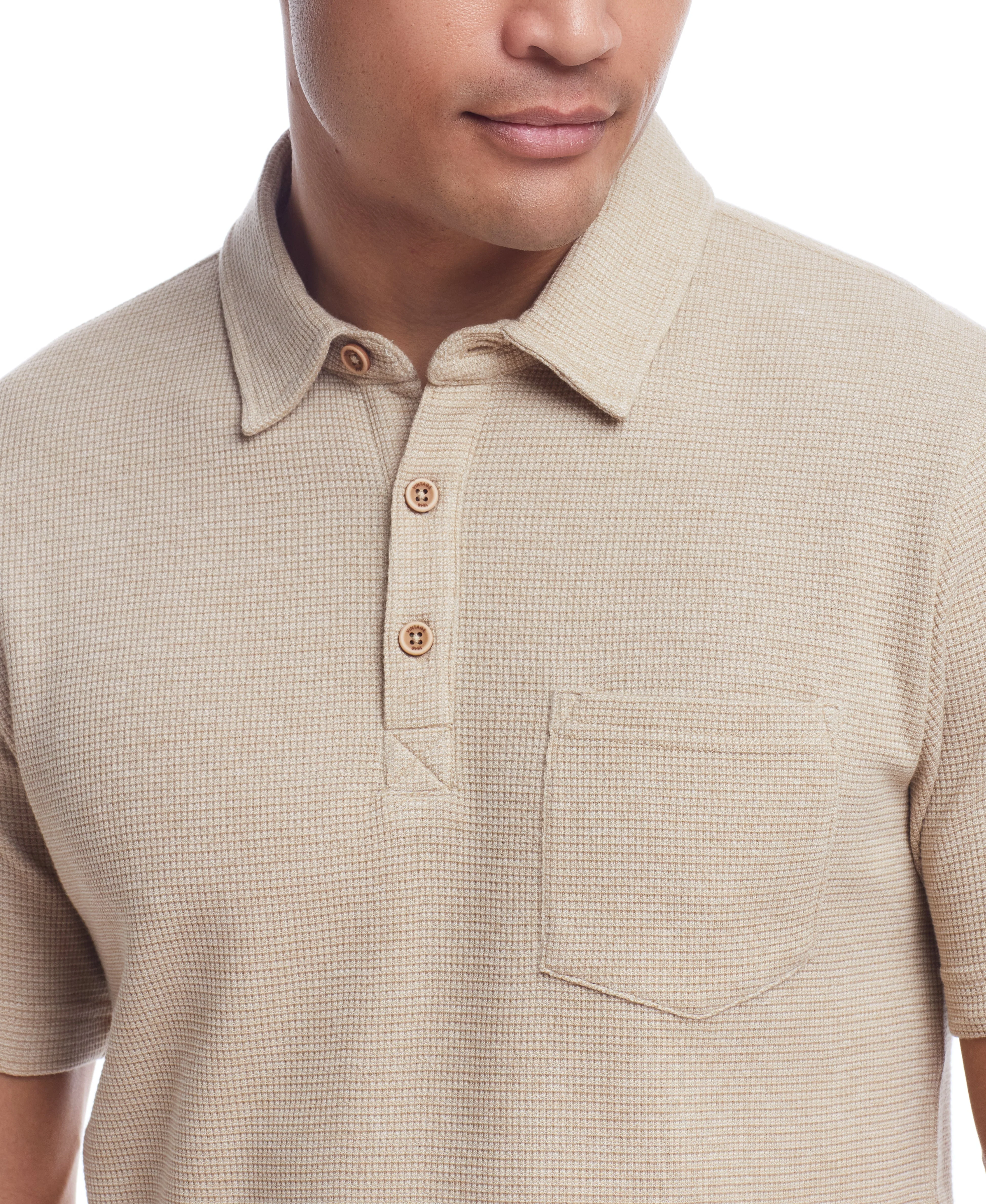 Weatherproof Vintage Men's Waffle Polo Shirt - Image 3