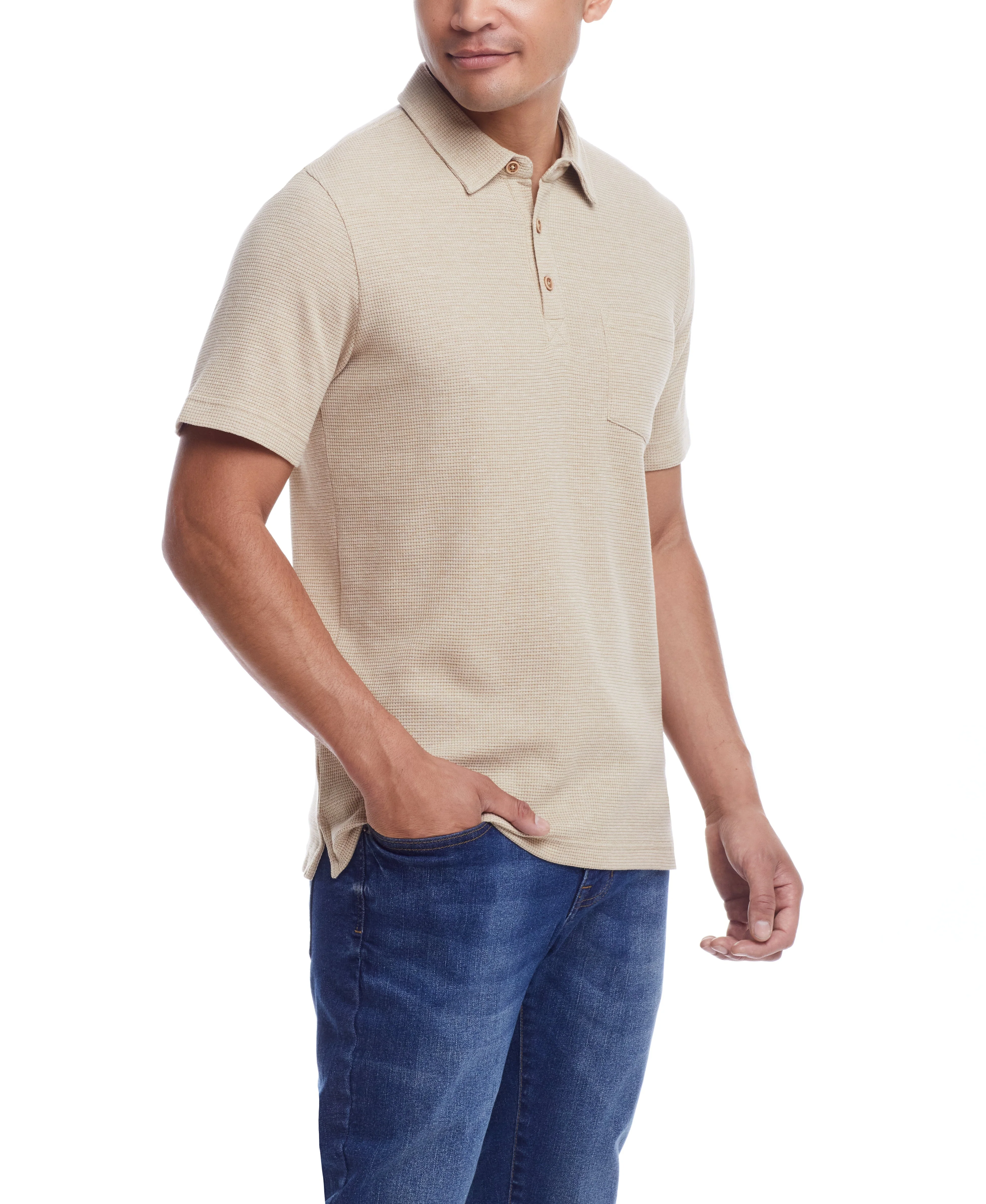 Weatherproof Vintage Men's Waffle Polo Shirt - Image 4