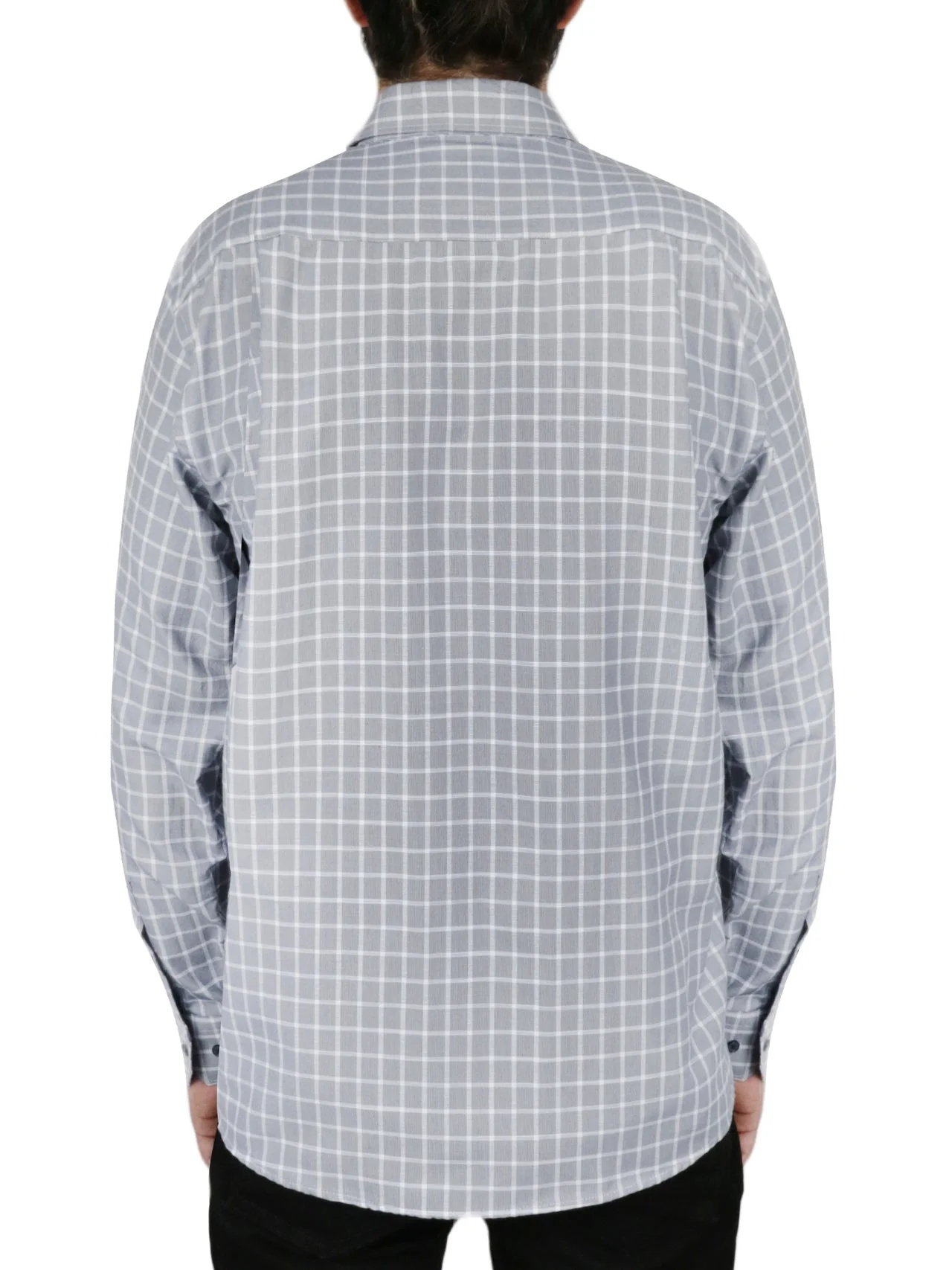 Windowpane Checkered Dress Shirt in Grey - Image 4