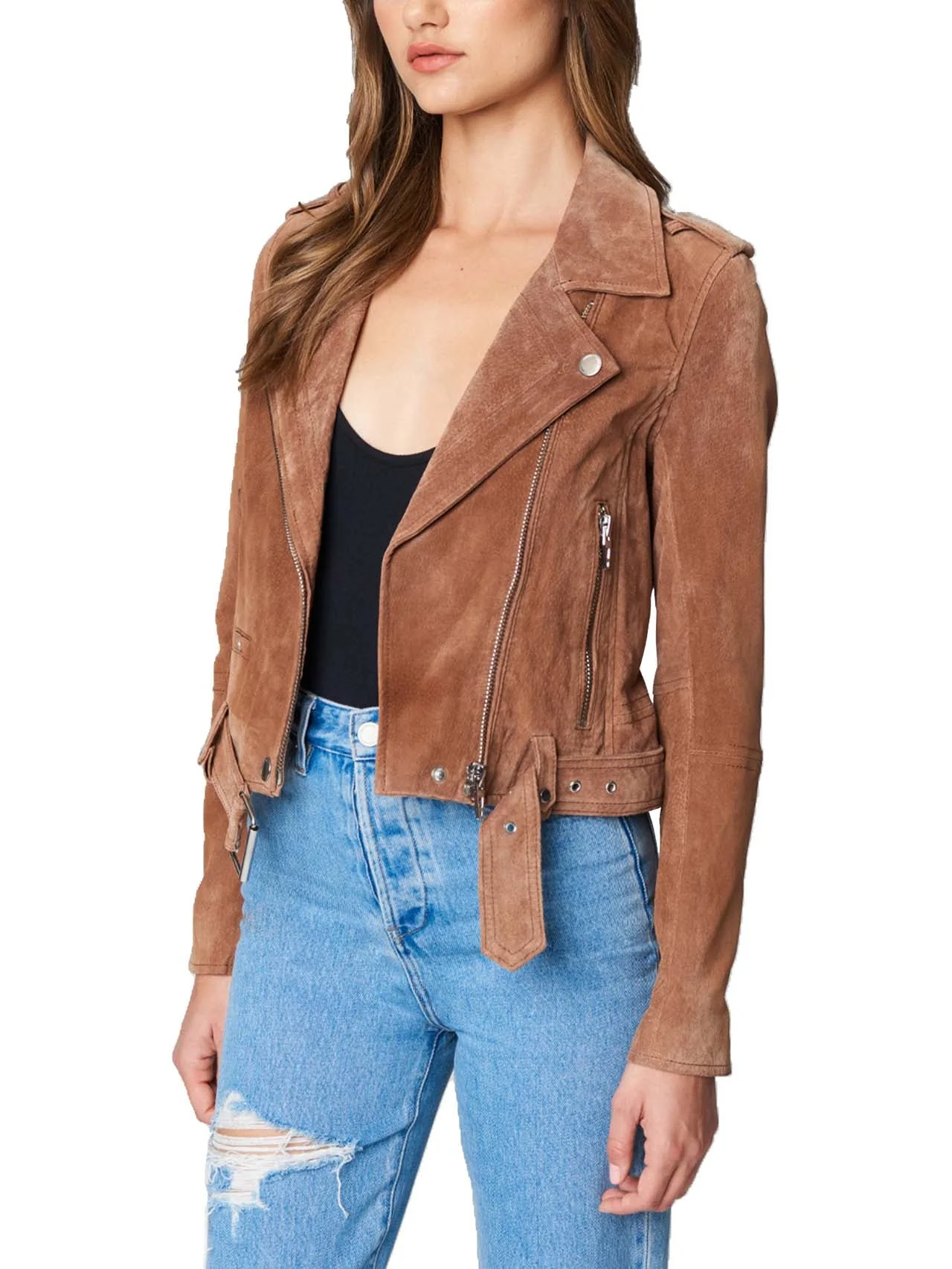Women's Suede Motorcycle Jacket - Image 4